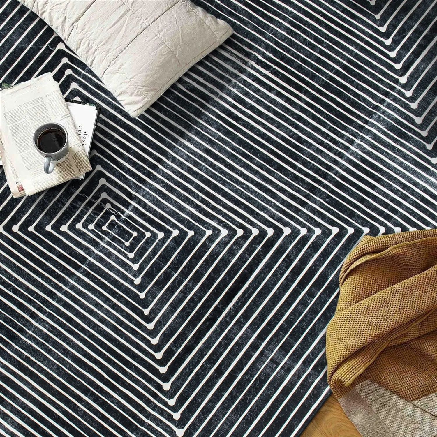 World Rug Gallery Bohemian Stripes Washable Non Slip Area Rug