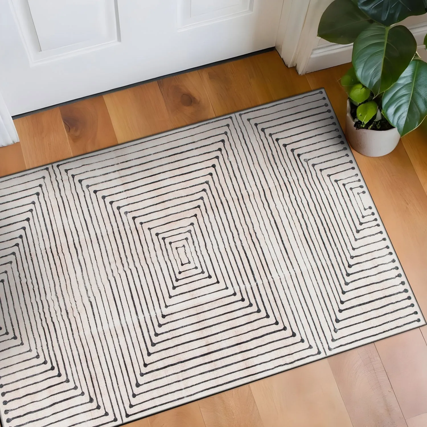 World Rug Gallery Bohemian Stripes Washable Non Slip Area Rug
