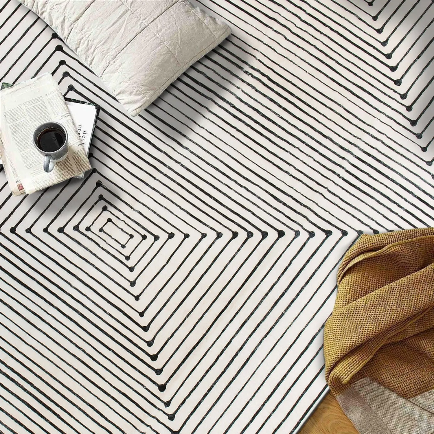 World Rug Gallery Bohemian Stripes Washable Non Slip Area Rug