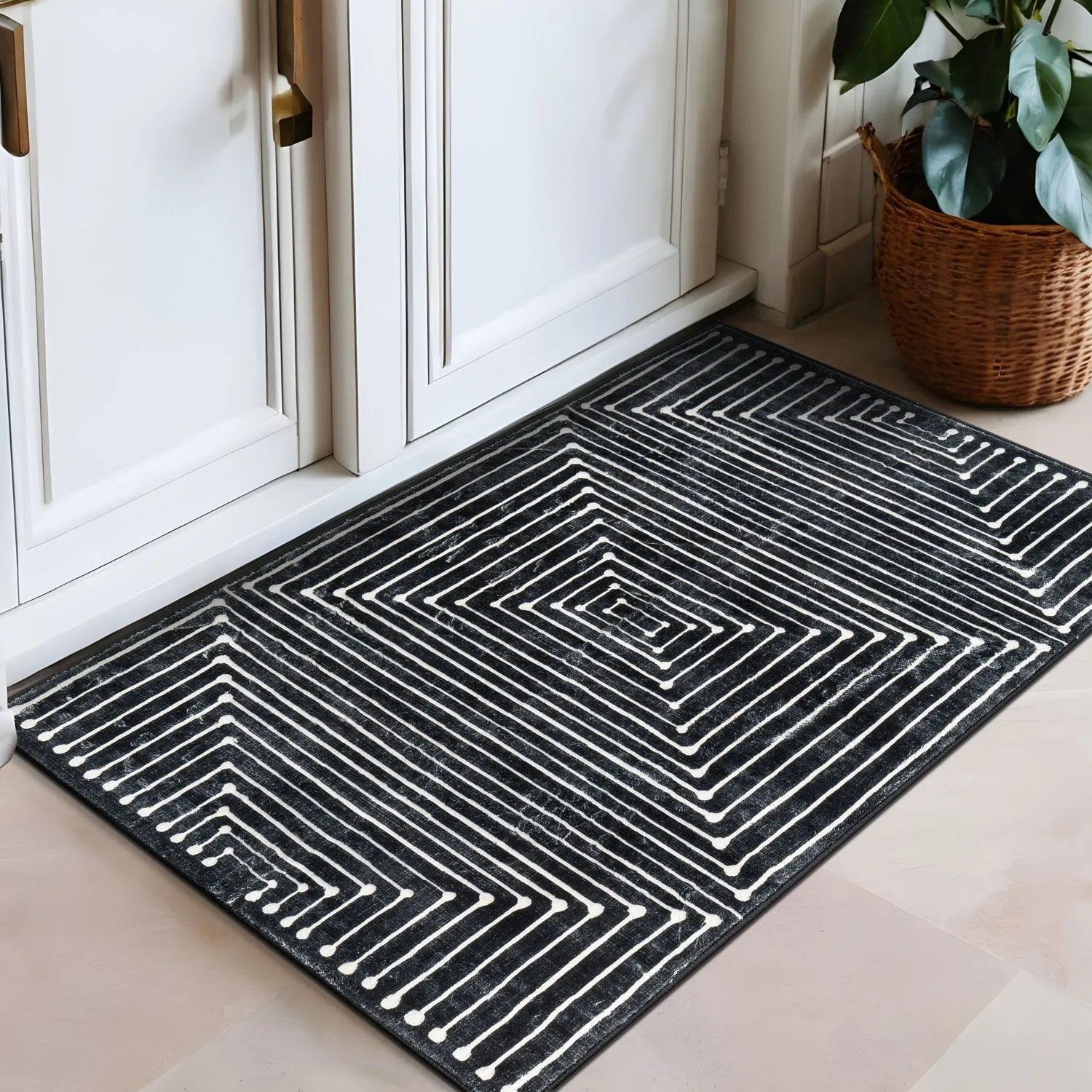 World Rug Gallery Bohemian Stripes Washable Non Slip Area Rug