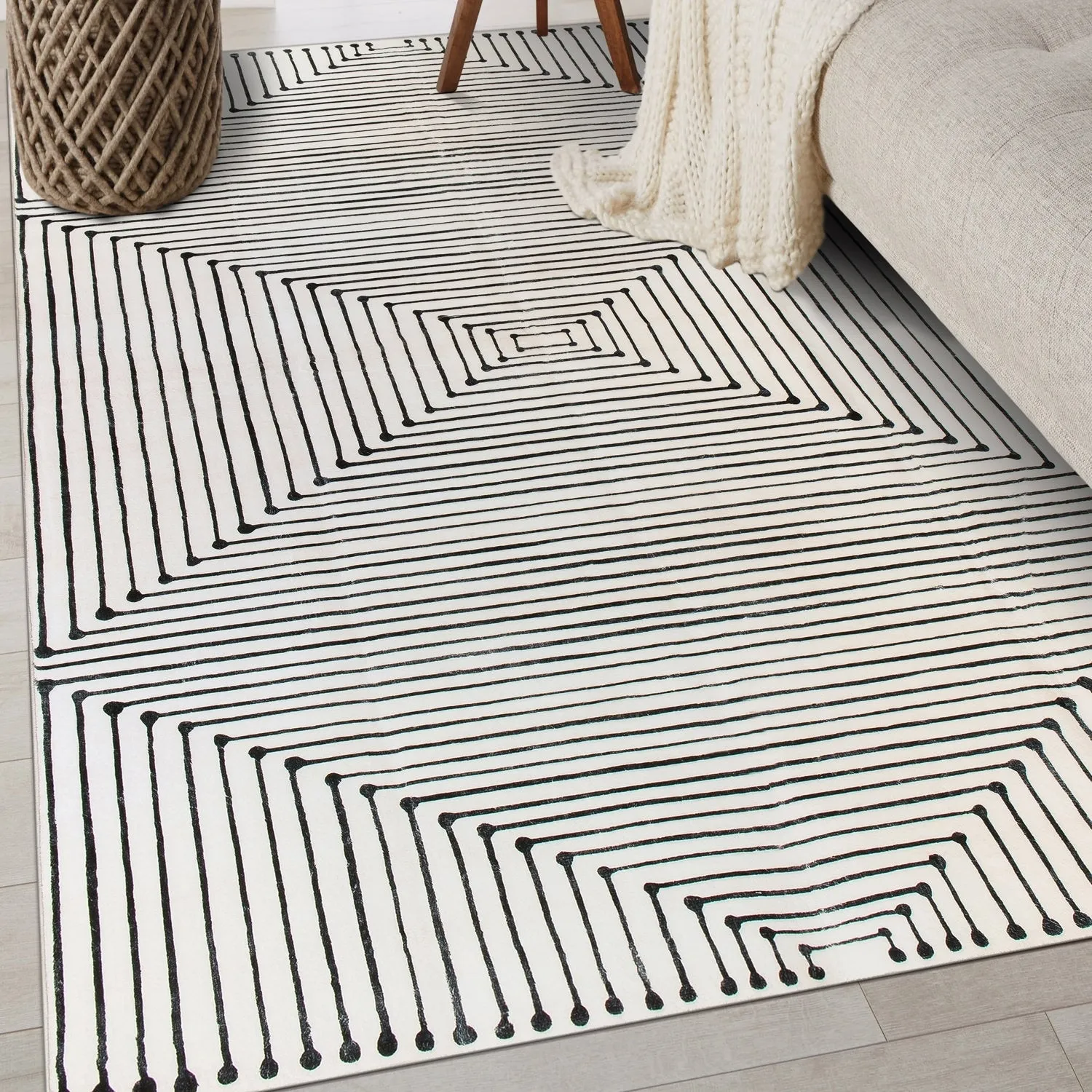 World Rug Gallery Bohemian Stripes Washable Non Slip Area Rug