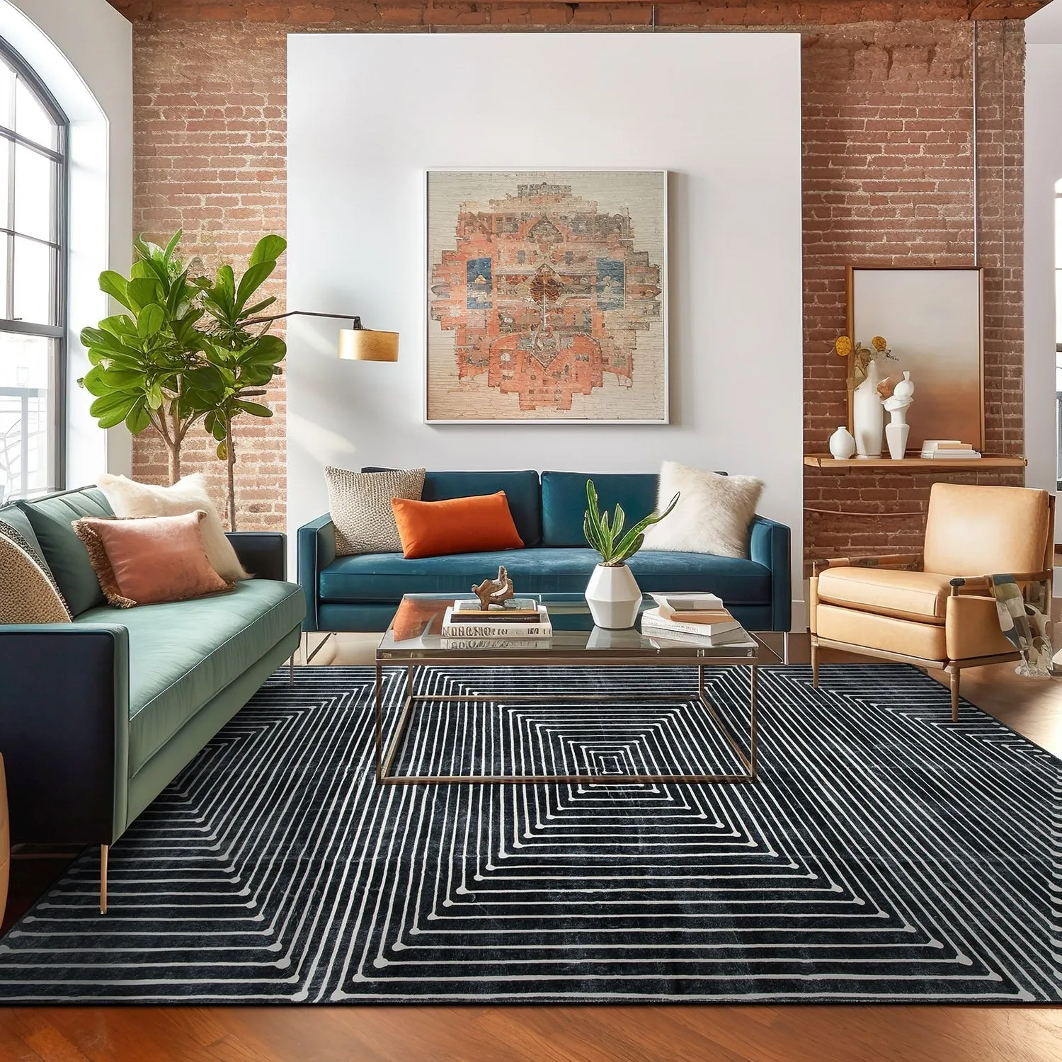 World Rug Gallery Bohemian Stripes Washable Non Slip Area Rug