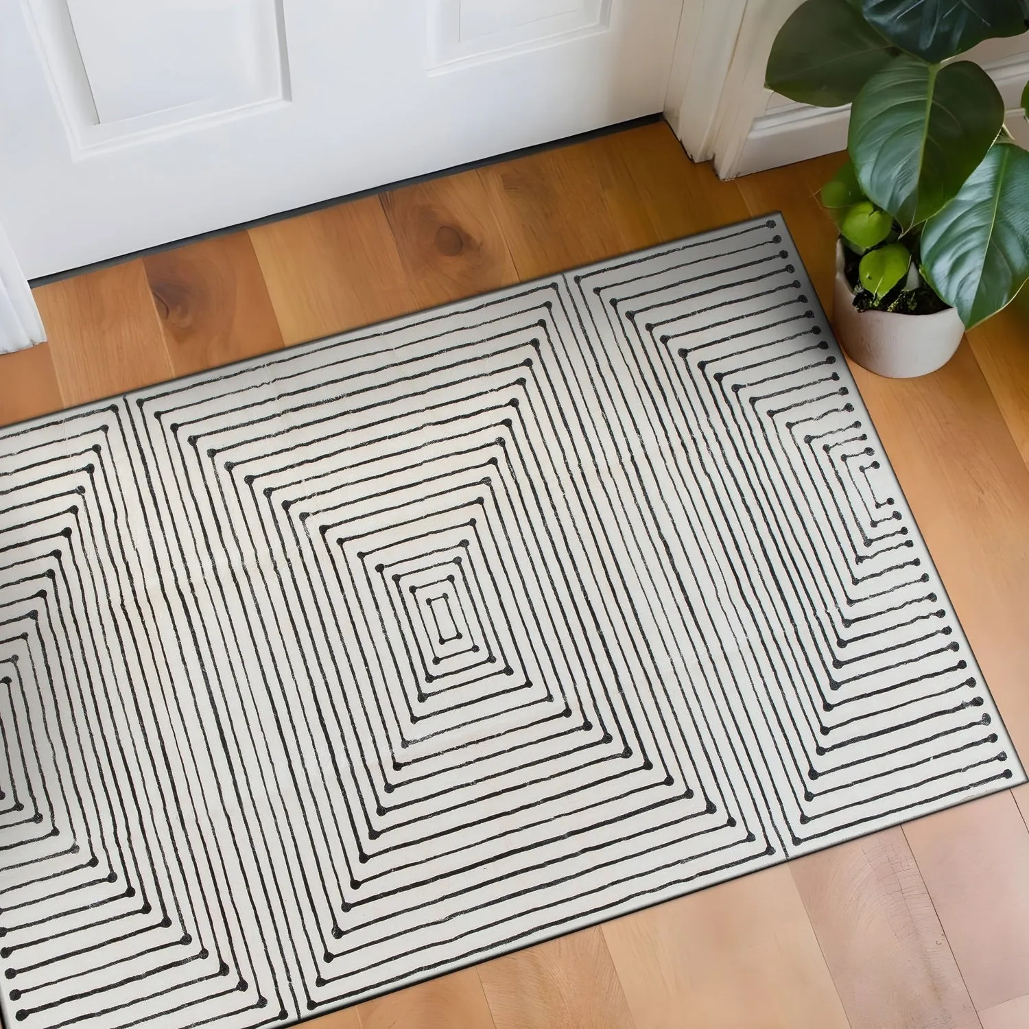 World Rug Gallery Bohemian Stripes Washable Non Slip Area Rug