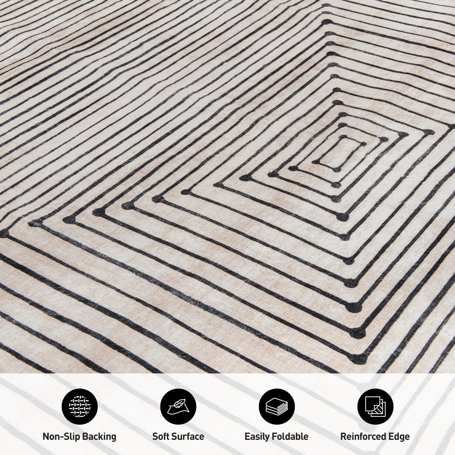 World Rug Gallery Bohemian Stripes Washable Non Slip Area Rug