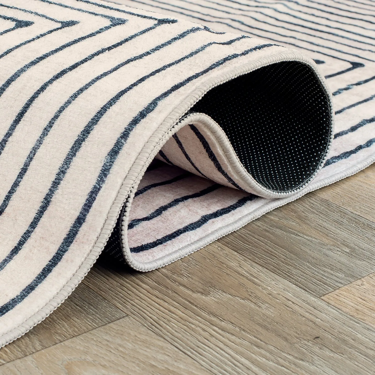 World Rug Gallery Bohemian Stripes Washable Non Slip Area Rug
