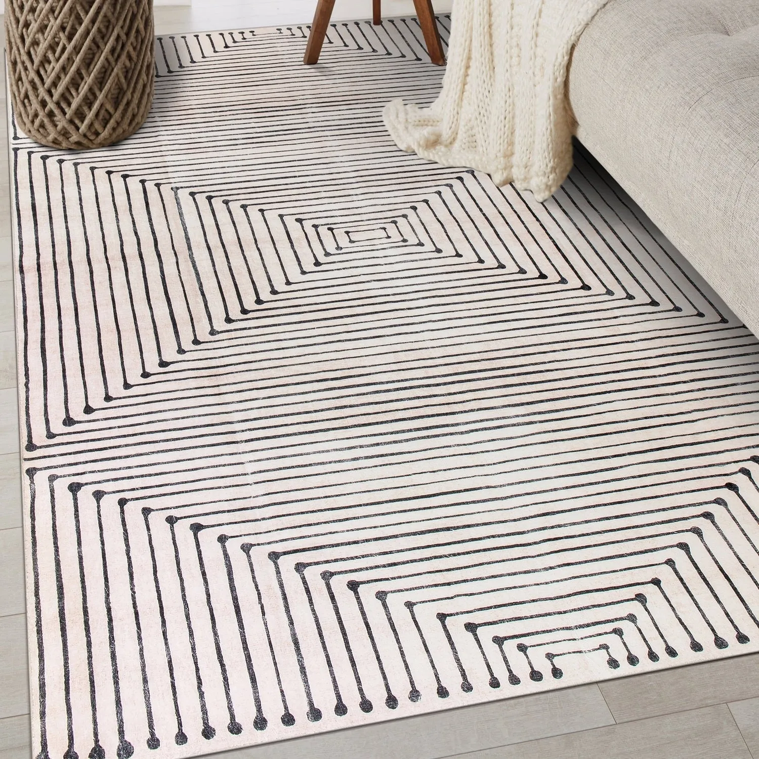 World Rug Gallery Bohemian Stripes Washable Non Slip Area Rug
