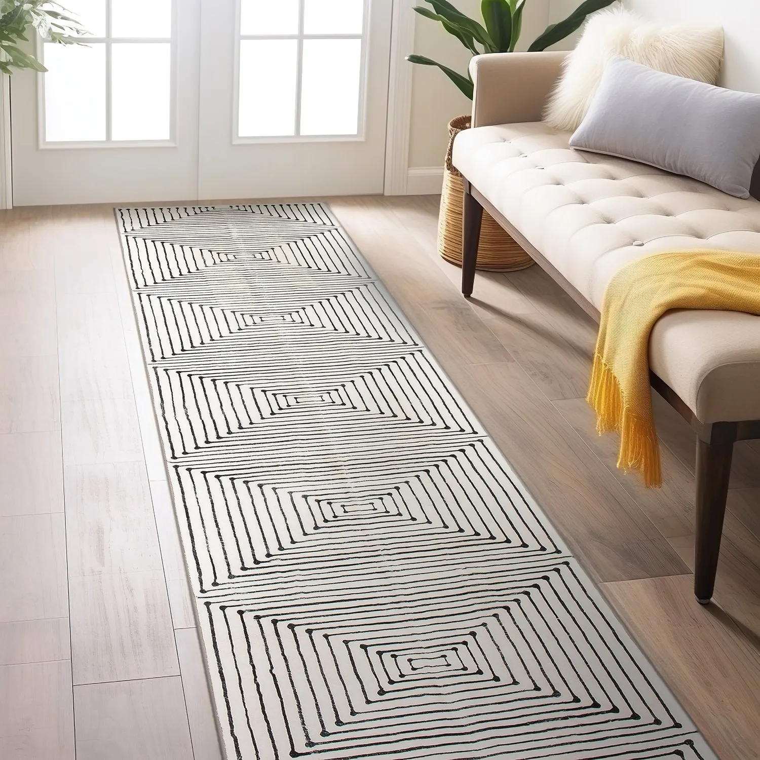 World Rug Gallery Bohemian Stripes Washable Non Slip Area Rug