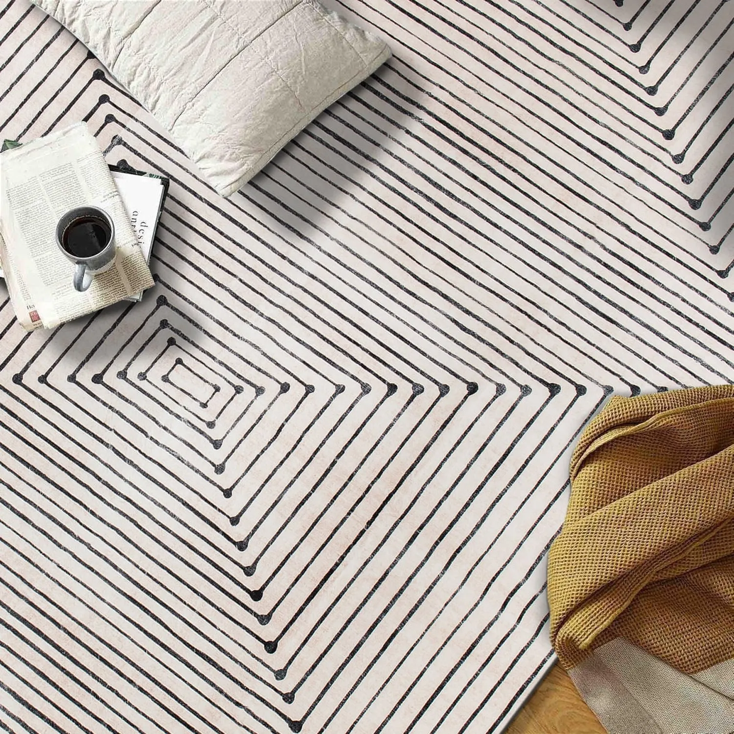 World Rug Gallery Bohemian Stripes Washable Non Slip Area Rug