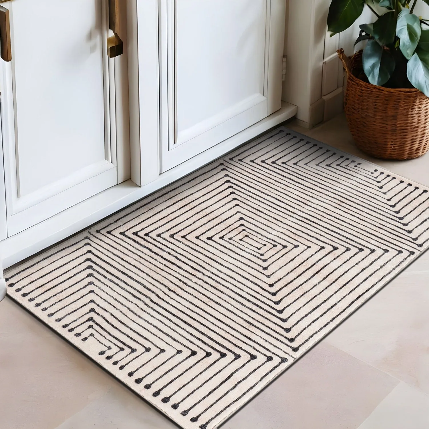World Rug Gallery Bohemian Stripes Washable Non Slip Area Rug