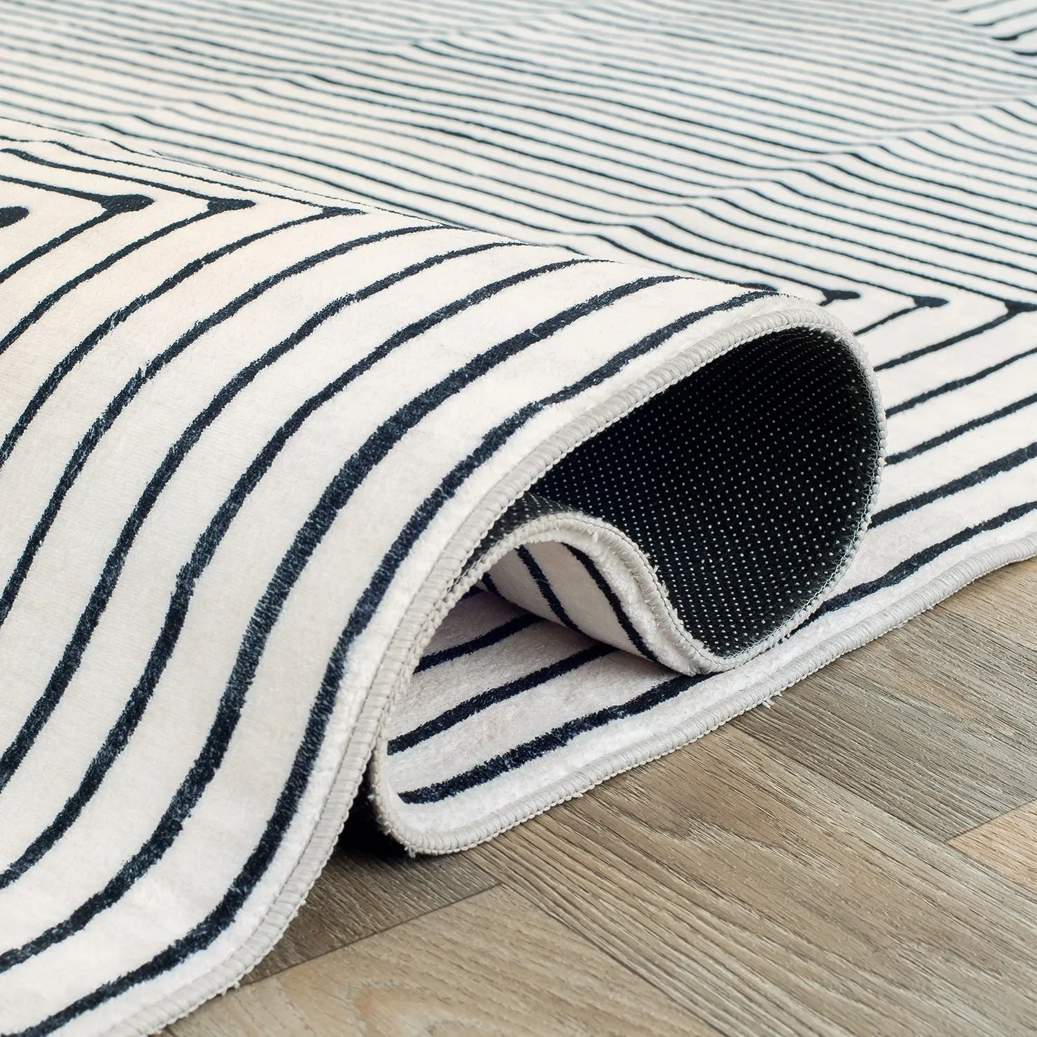 World Rug Gallery Bohemian Stripes Washable Non Slip Area Rug