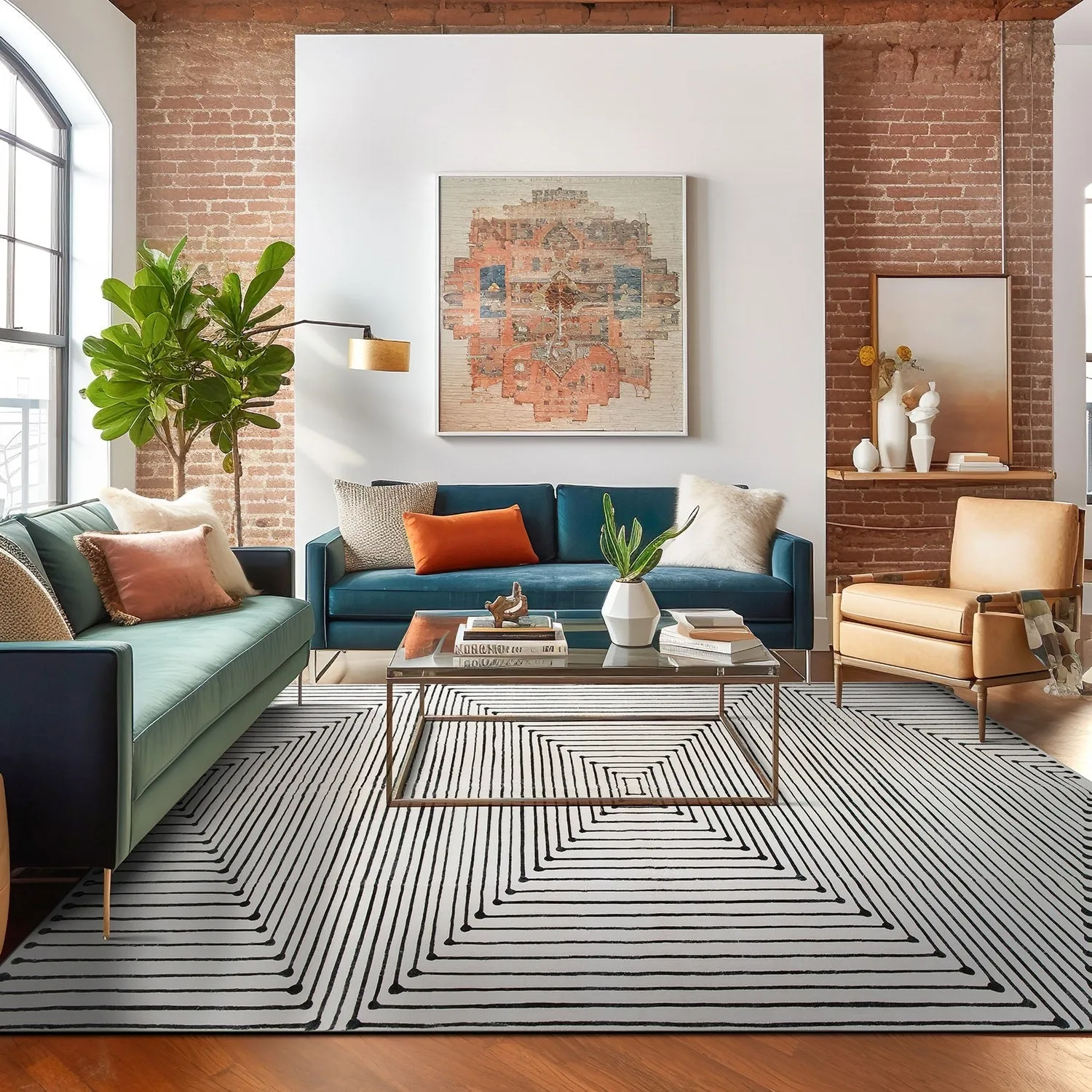 World Rug Gallery Bohemian Stripes Washable Non Slip Area Rug