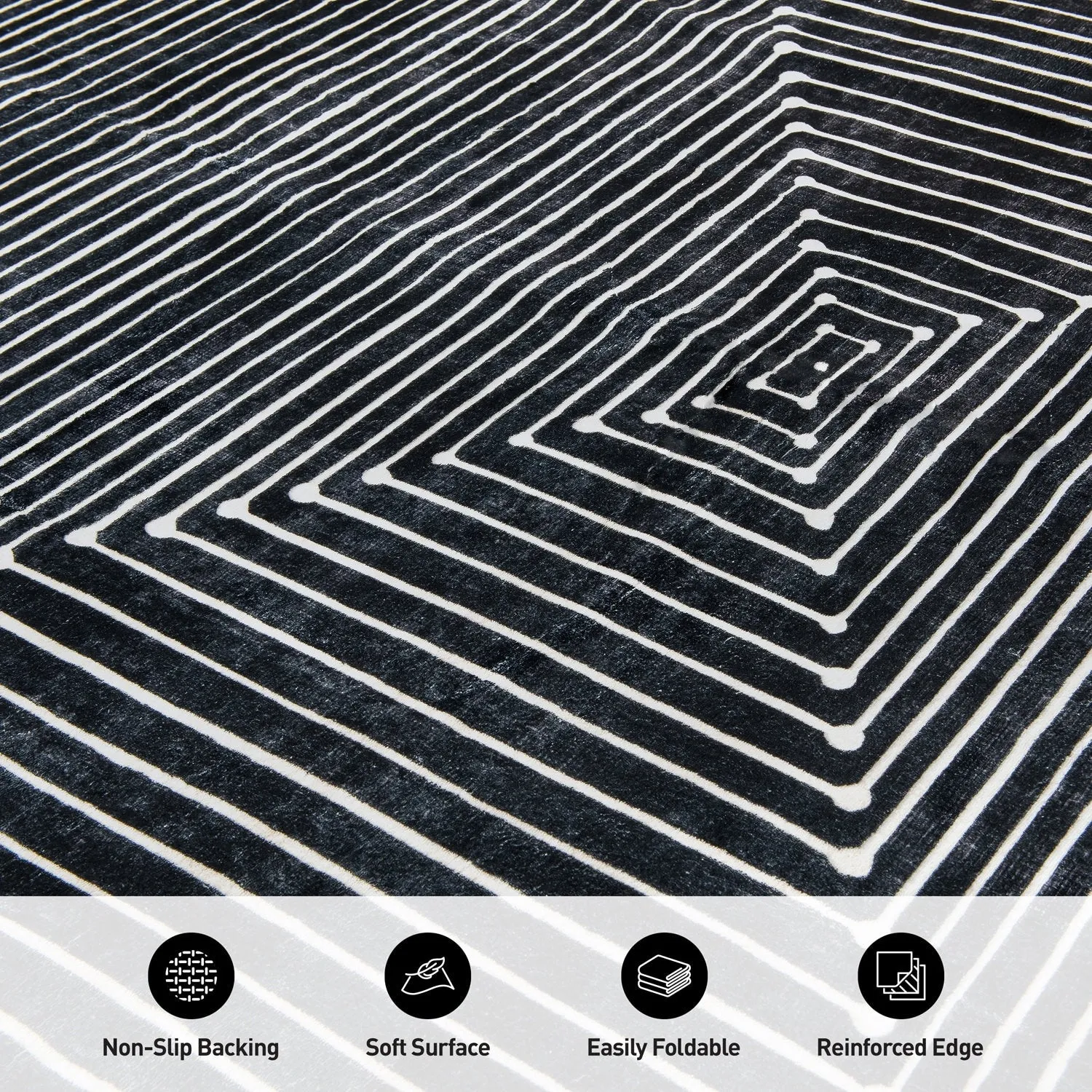 World Rug Gallery Bohemian Stripes Washable Non Slip Area Rug