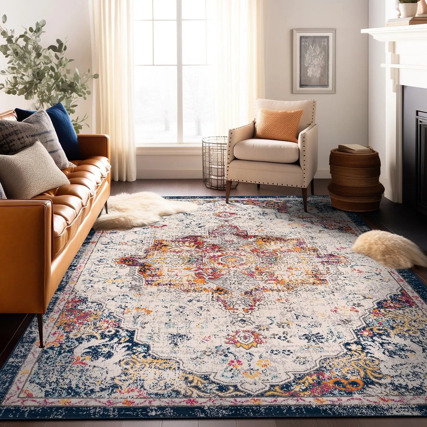 World Rug Gallery Caen Bohemian Medallion Area Rug