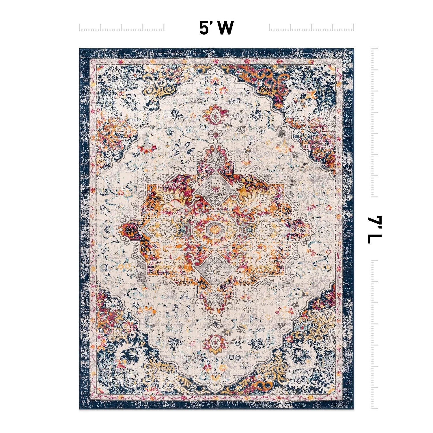 World Rug Gallery Caen Bohemian Medallion Area Rug