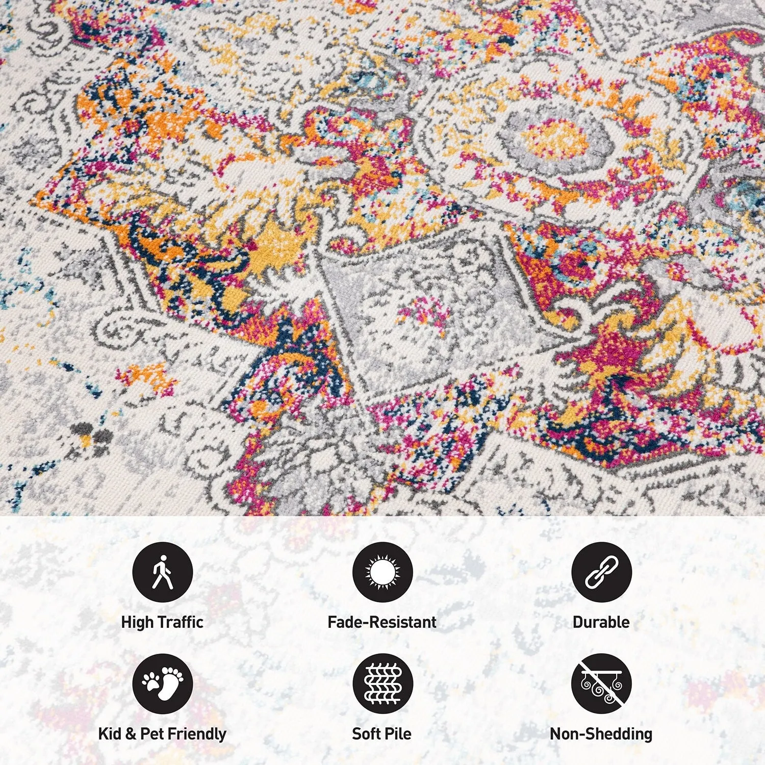 World Rug Gallery Caen Bohemian Medallion Area Rug