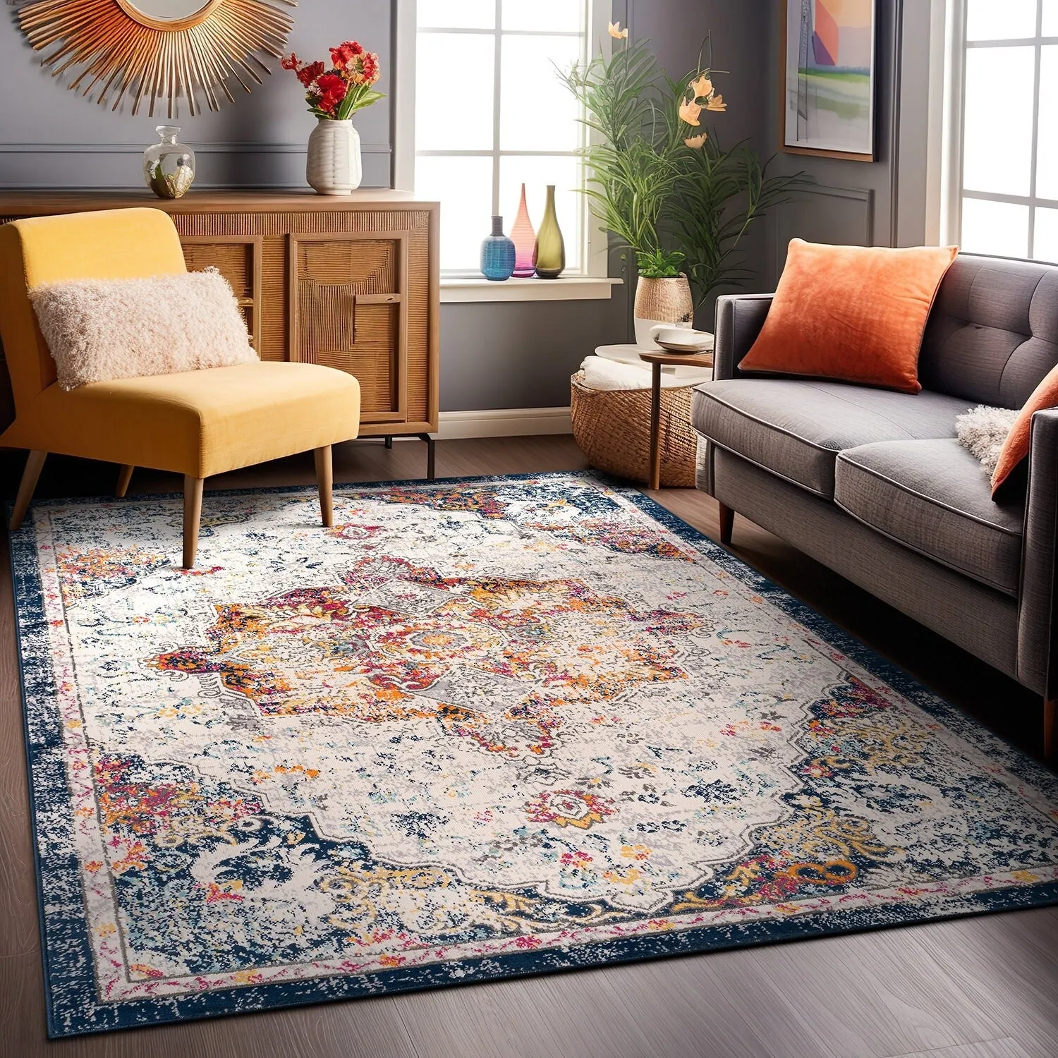 World Rug Gallery Caen Bohemian Medallion Area Rug