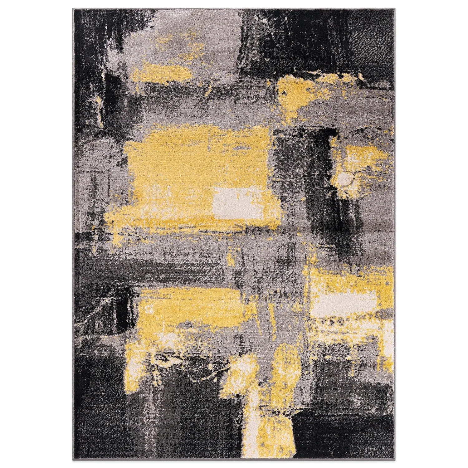 World Rug Gallery Contemporary Abstract Watercolor Yellow Area Rug