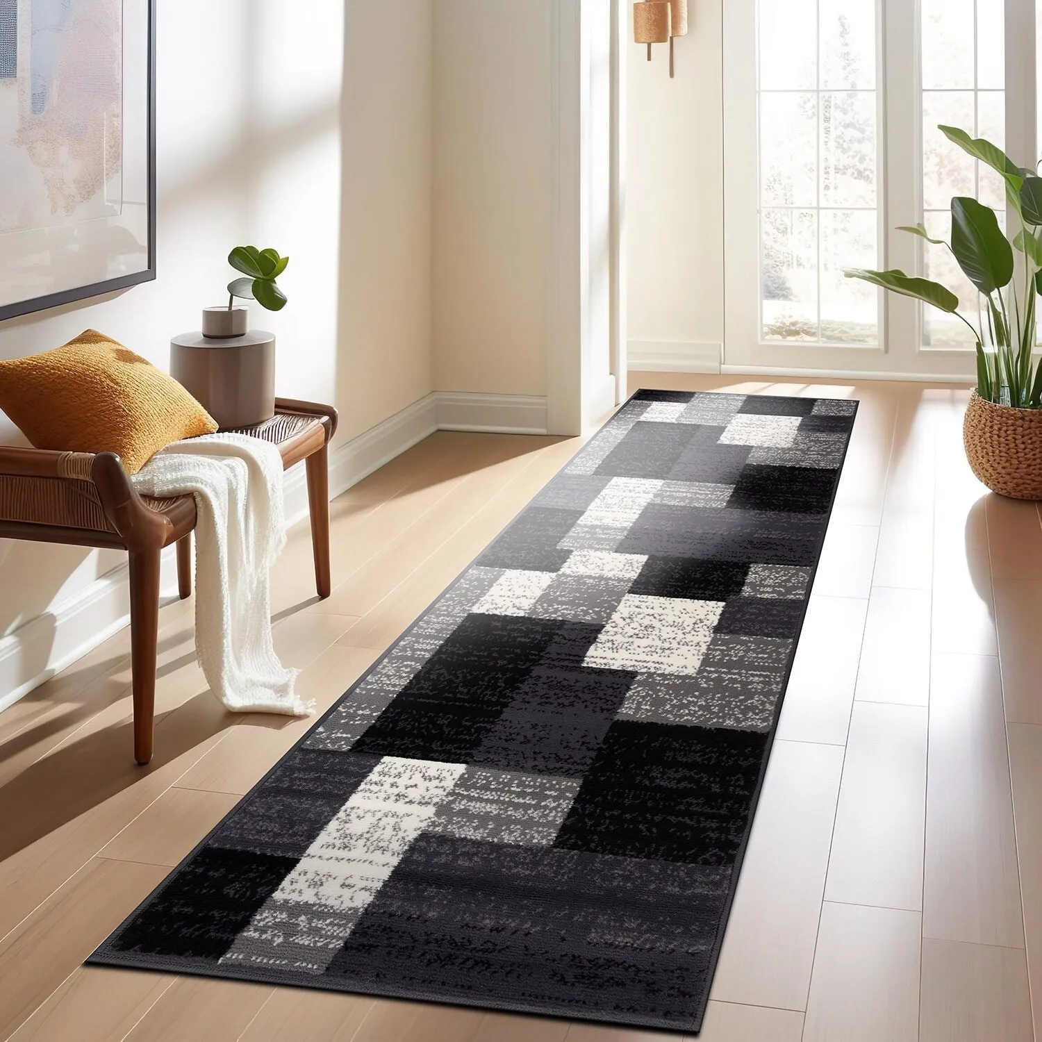 World Rug Gallery Contemporary Distressed Boxes Area Rug