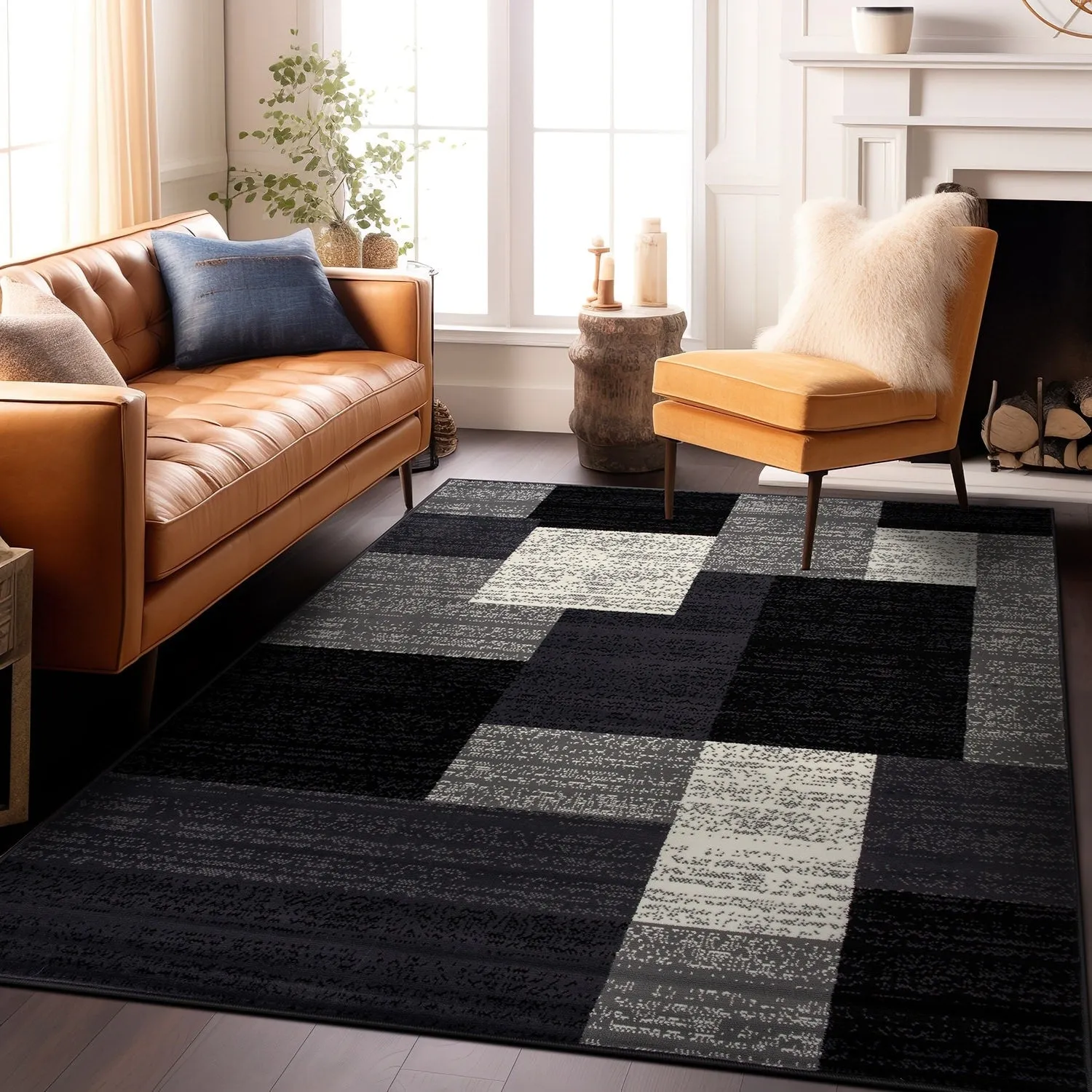 World Rug Gallery Contemporary Distressed Boxes Area Rug