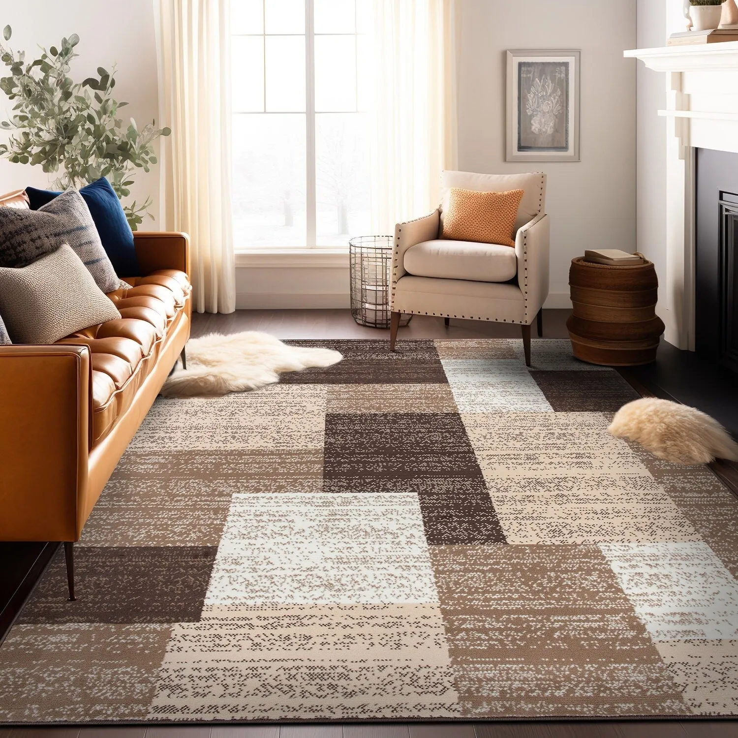 World Rug Gallery Contemporary Distressed Boxes Area Rug