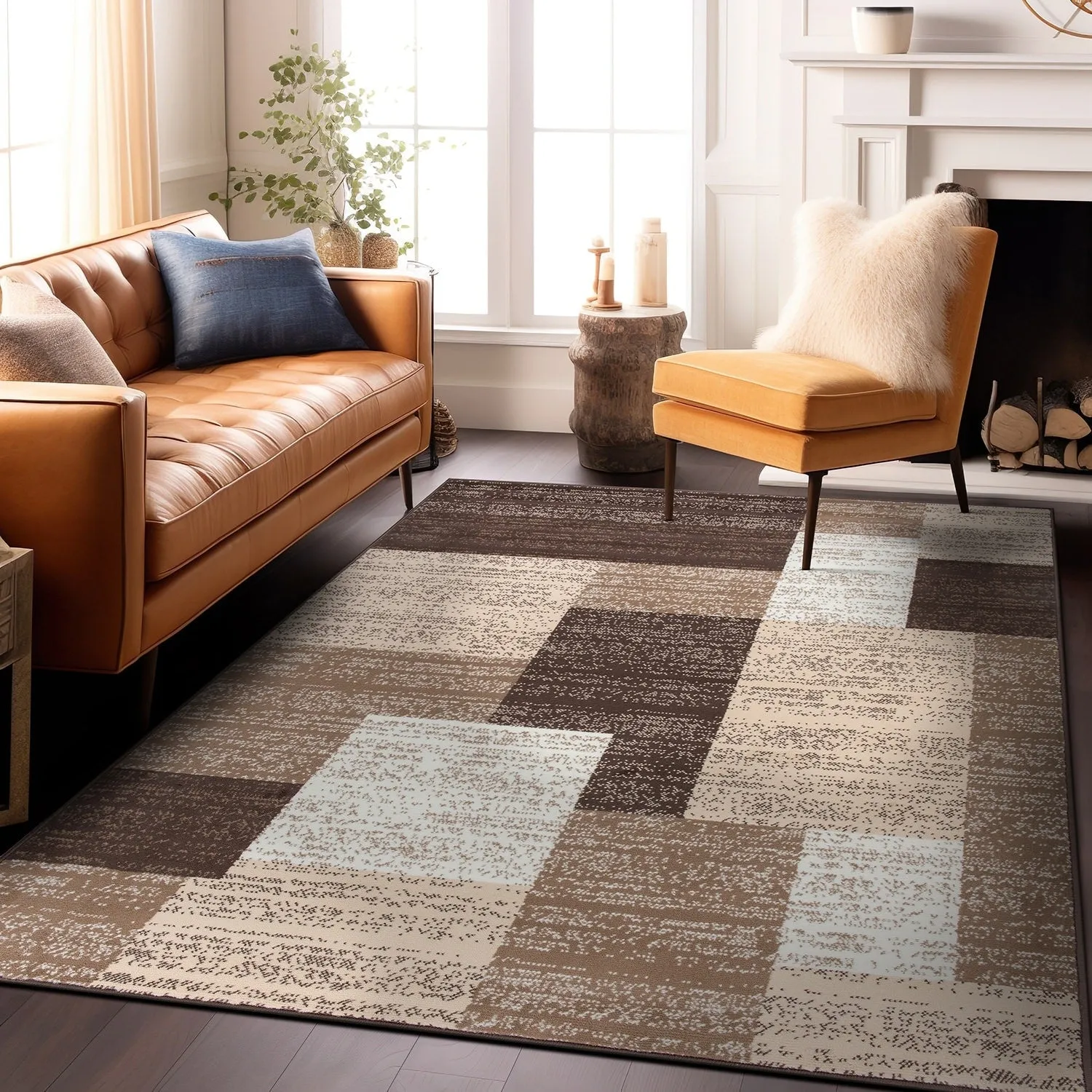 World Rug Gallery Contemporary Distressed Boxes Area Rug
