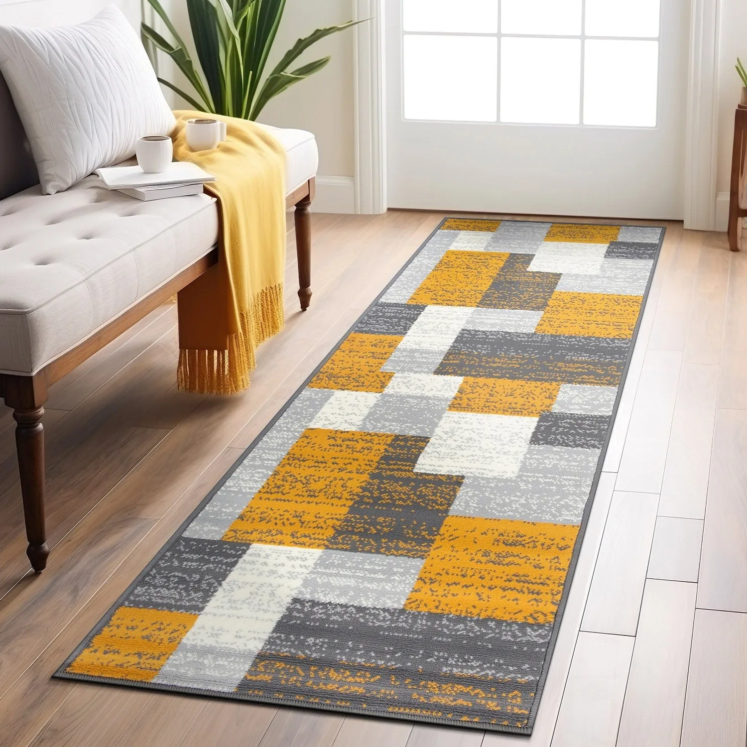 World Rug Gallery Contemporary Distressed Boxes Area Rug