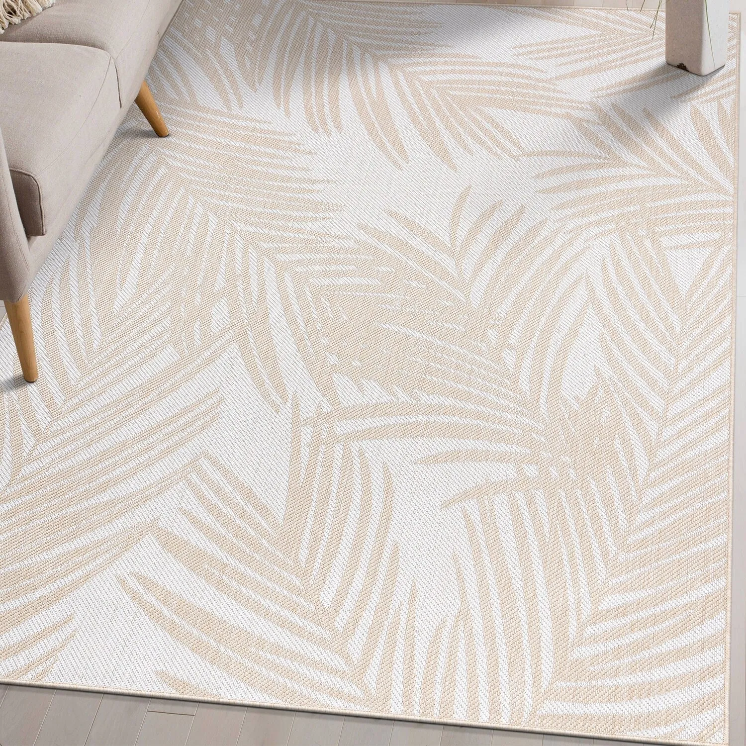World Rug Gallery Contemporary Distressed Leaves Textured Flat Weave Indoor/Outdoor Area Rug