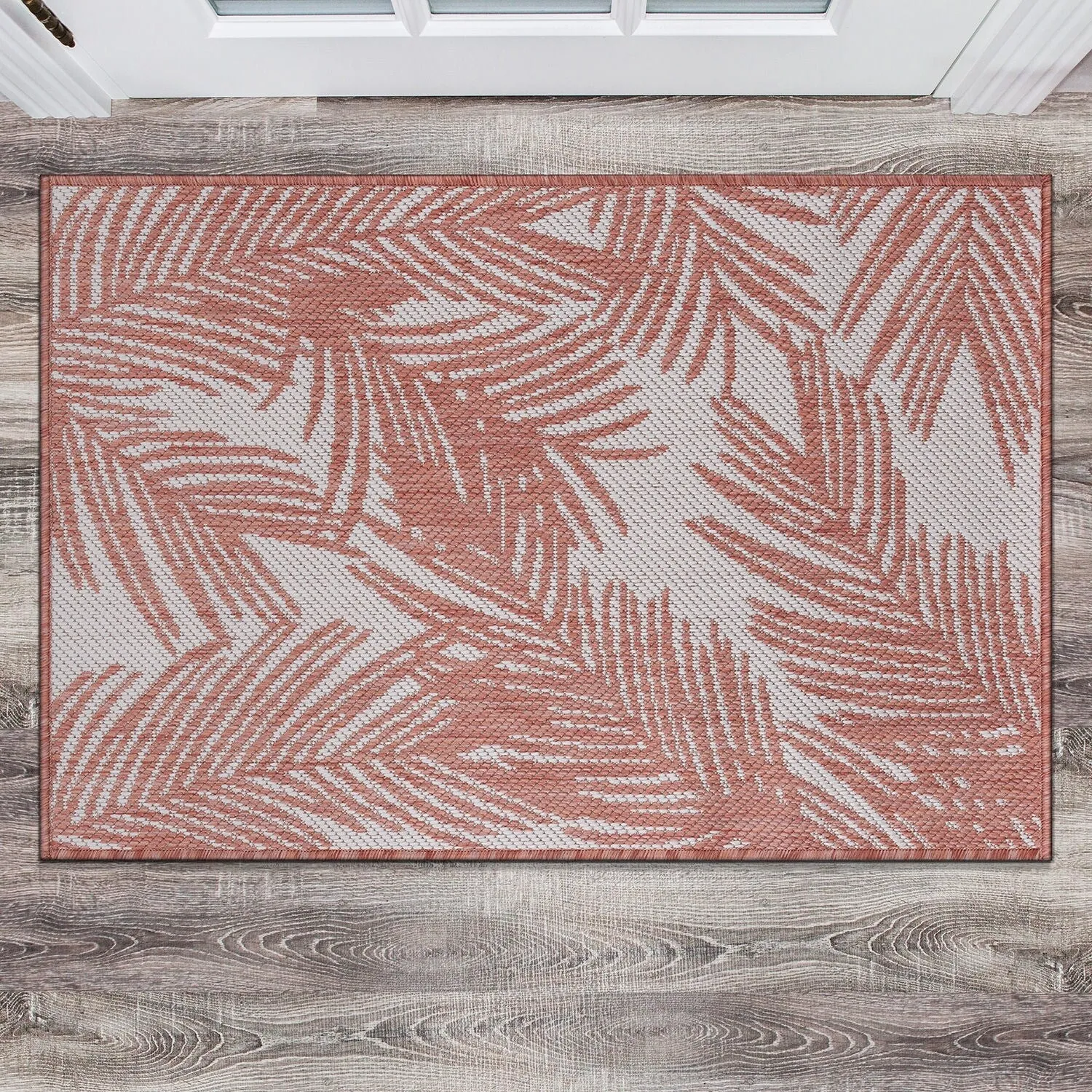 World Rug Gallery Contemporary Distressed Leaves Textured Flat Weave Indoor/Outdoor Area Rug
