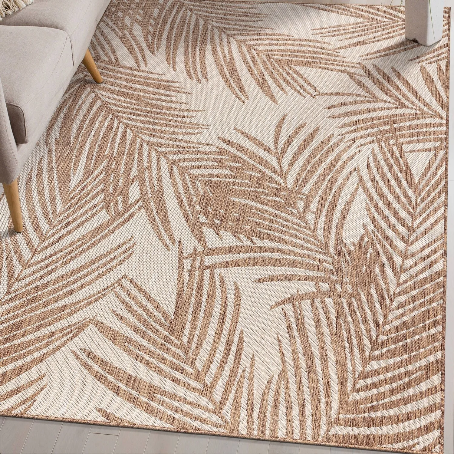 World Rug Gallery Contemporary Distressed Leaves Textured Flat Weave Indoor/Outdoor Area Rug