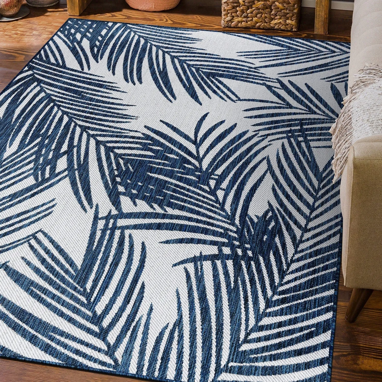 World Rug Gallery Contemporary Distressed Leaves Textured Flat Weave Indoor/Outdoor Area Rug