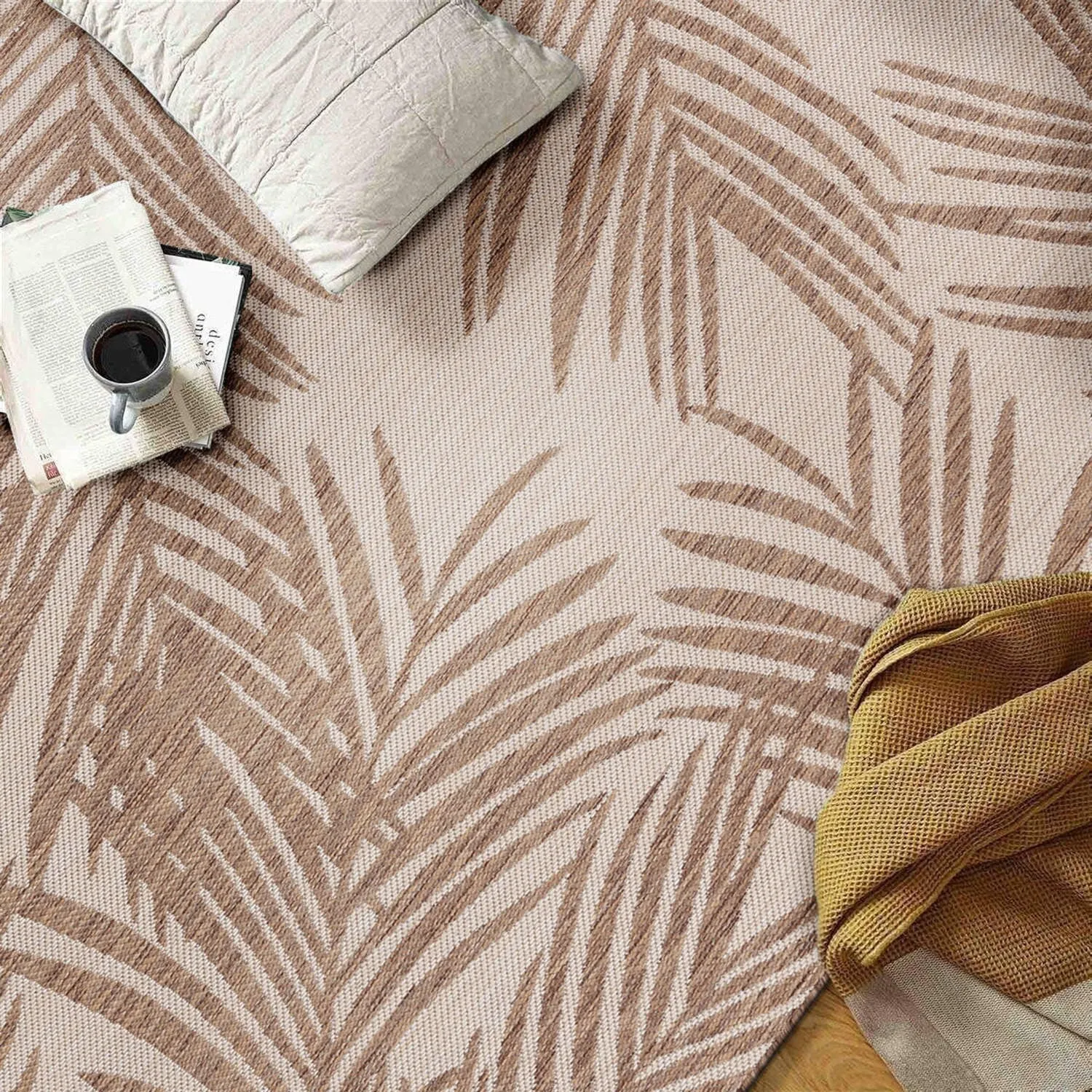 World Rug Gallery Contemporary Distressed Leaves Textured Flat Weave Indoor/Outdoor Area Rug