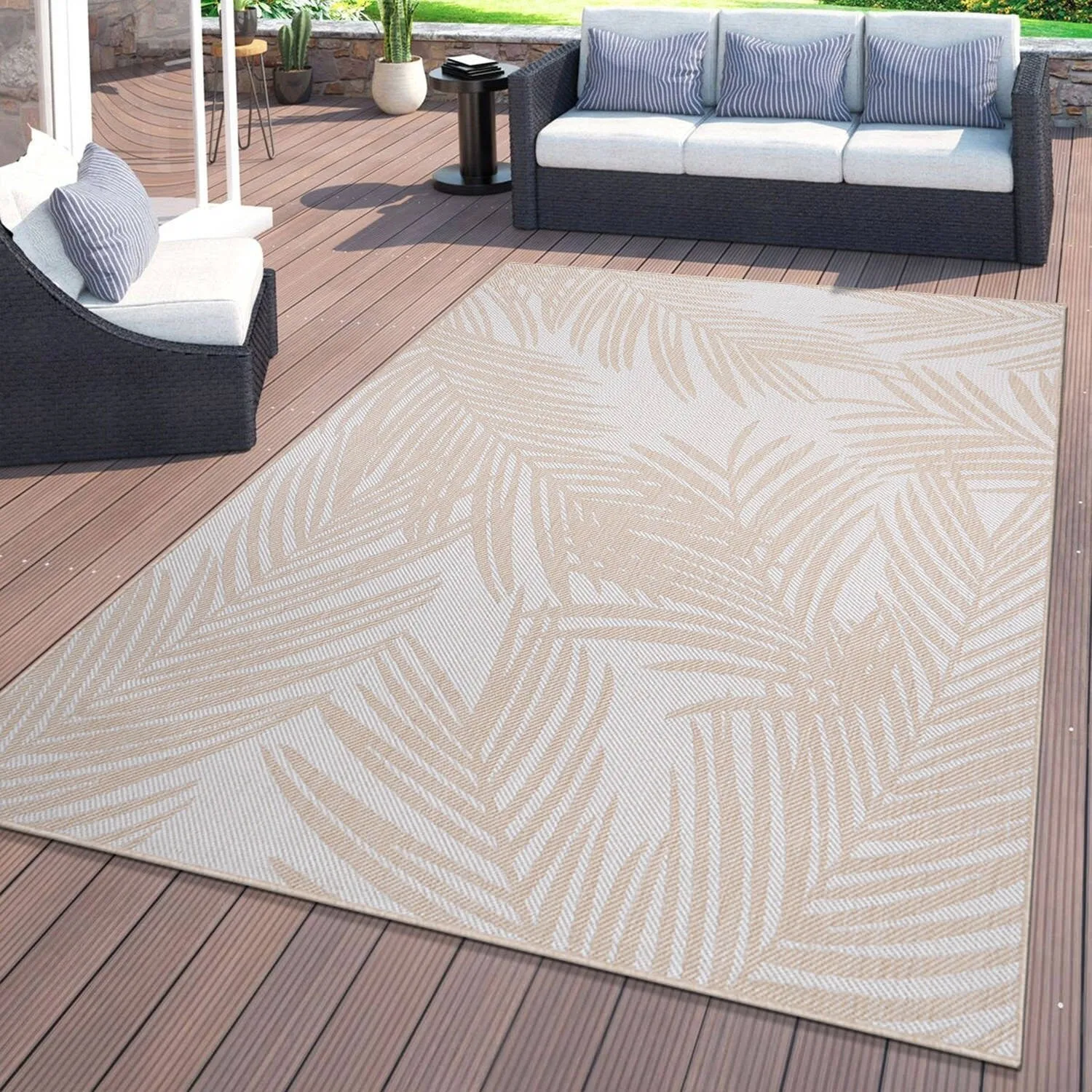 World Rug Gallery Contemporary Distressed Leaves Textured Flat Weave Indoor/Outdoor Area Rug