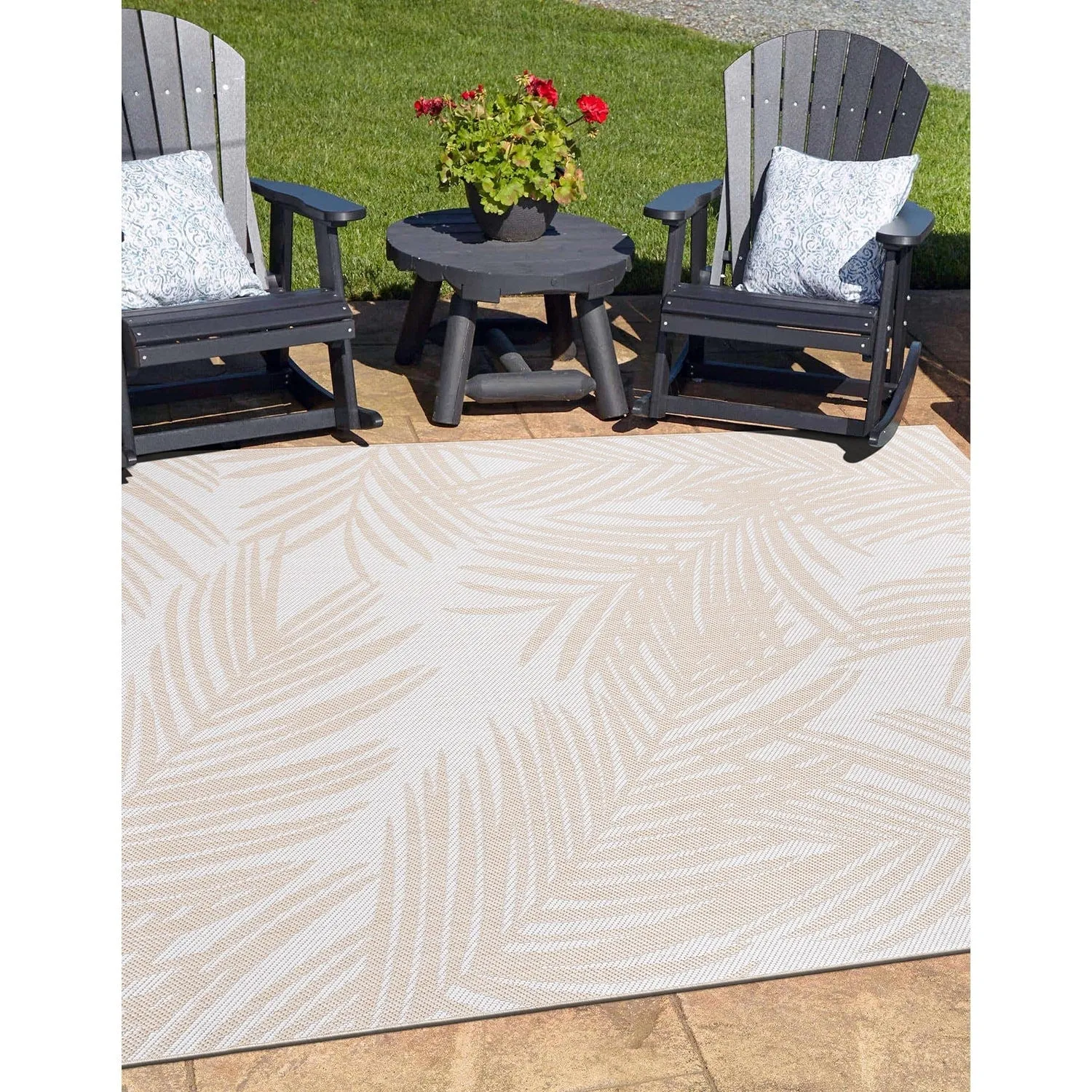World Rug Gallery Contemporary Distressed Leaves Textured Flat Weave Indoor/Outdoor Area Rug