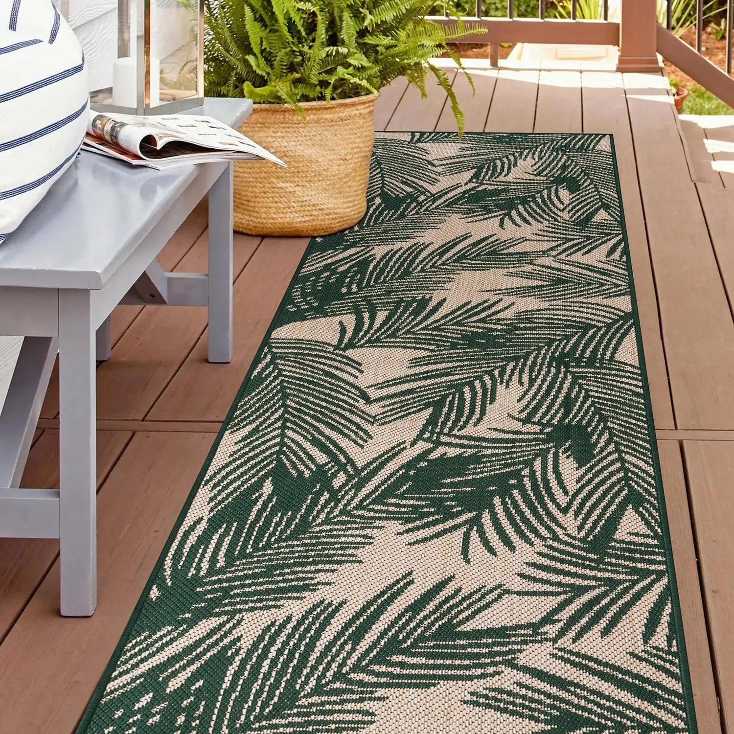 World Rug Gallery Contemporary Distressed Leaves Textured Flat Weave Indoor/Outdoor Area Rug
