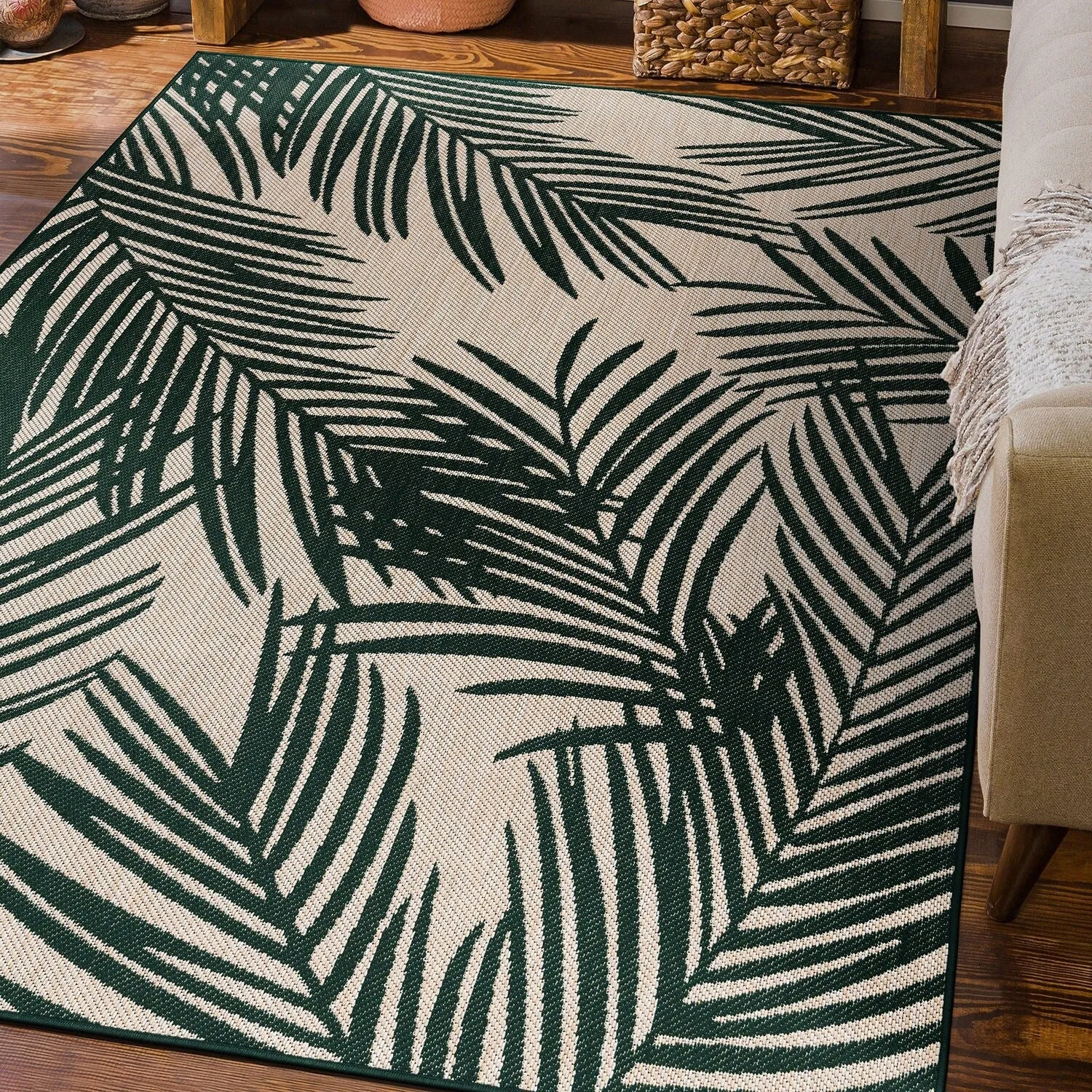 World Rug Gallery Contemporary Distressed Leaves Textured Flat Weave Indoor/Outdoor Area Rug