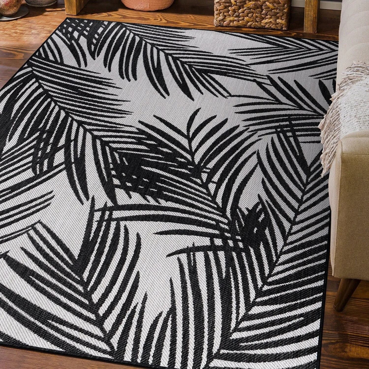 World Rug Gallery Contemporary Distressed Leaves Textured Flat Weave Indoor/Outdoor Area Rug
