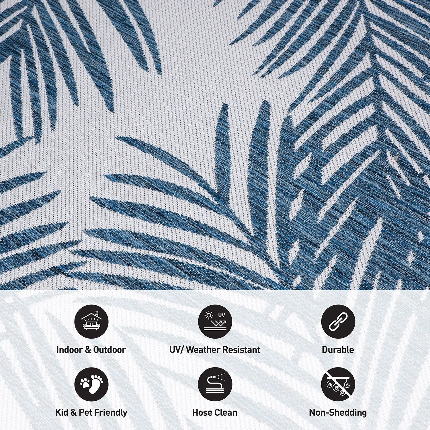 World Rug Gallery Contemporary Distressed Leaves Textured Flat Weave Indoor/Outdoor Area Rug