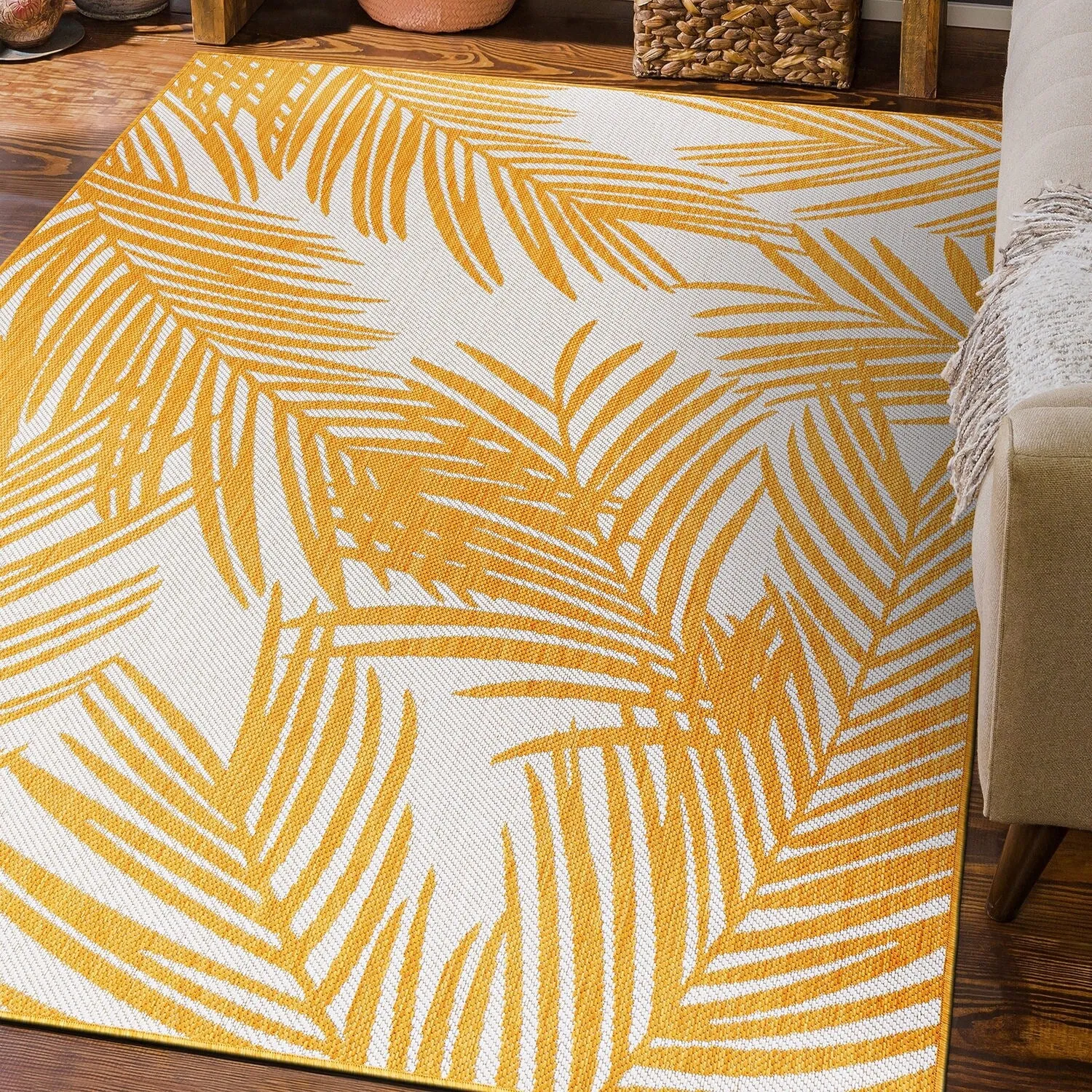 World Rug Gallery Contemporary Distressed Leaves Textured Flat Weave Indoor/Outdoor Area Rug