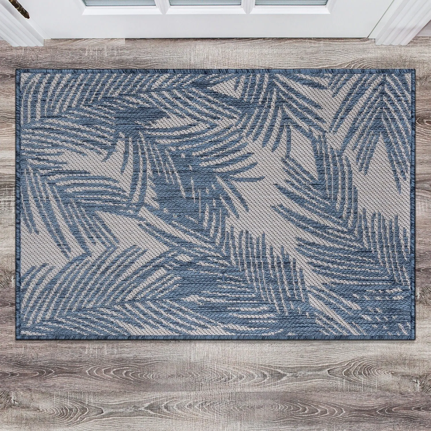World Rug Gallery Contemporary Distressed Leaves Textured Flat Weave Indoor/Outdoor Area Rug