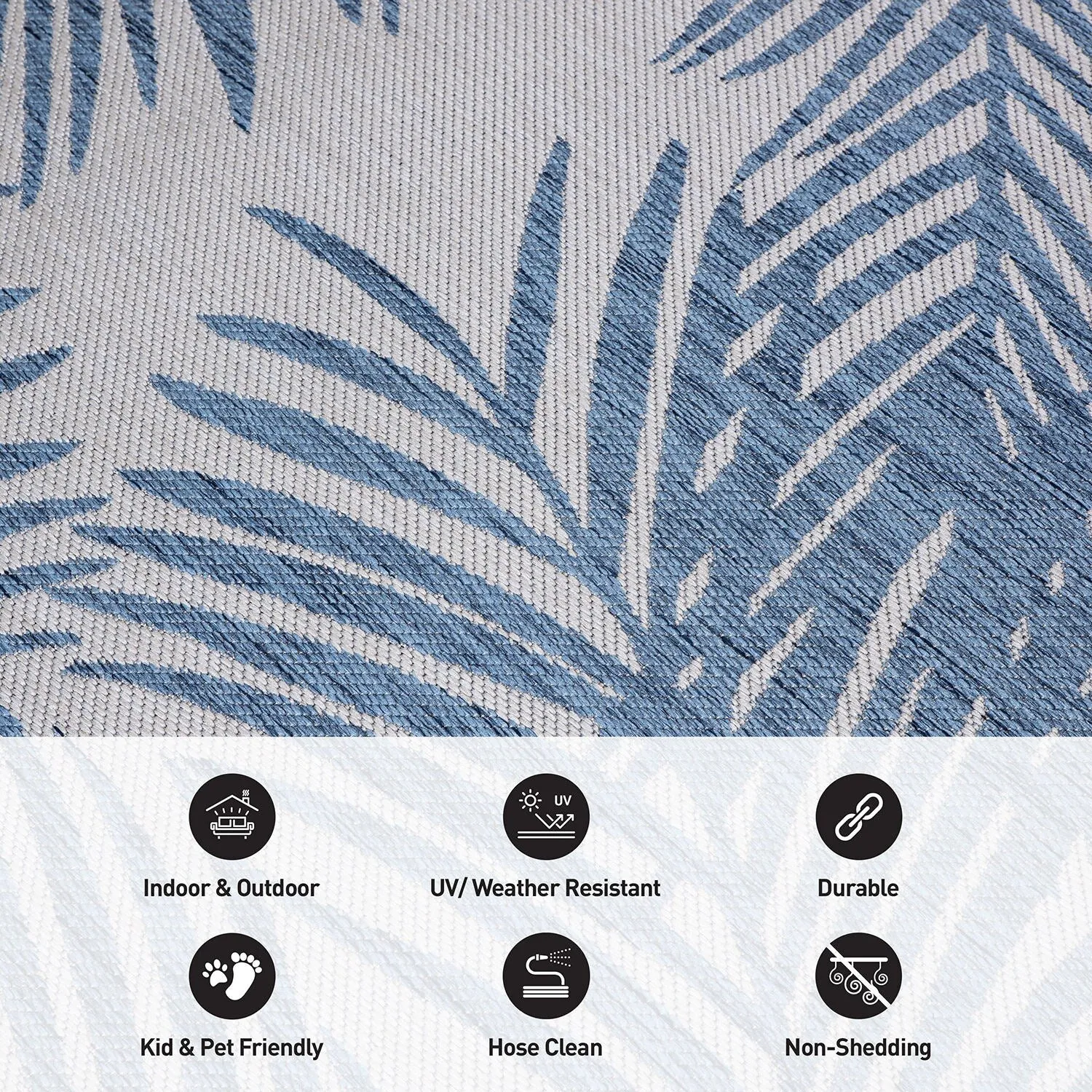 World Rug Gallery Contemporary Distressed Leaves Textured Flat Weave Indoor/Outdoor Area Rug