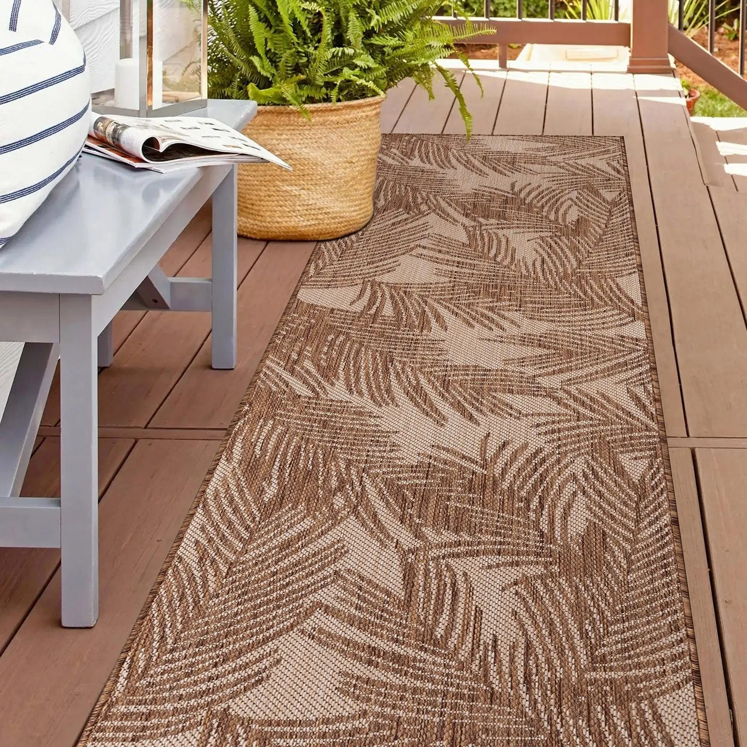 World Rug Gallery Contemporary Distressed Leaves Textured Flat Weave Indoor/Outdoor Area Rug
