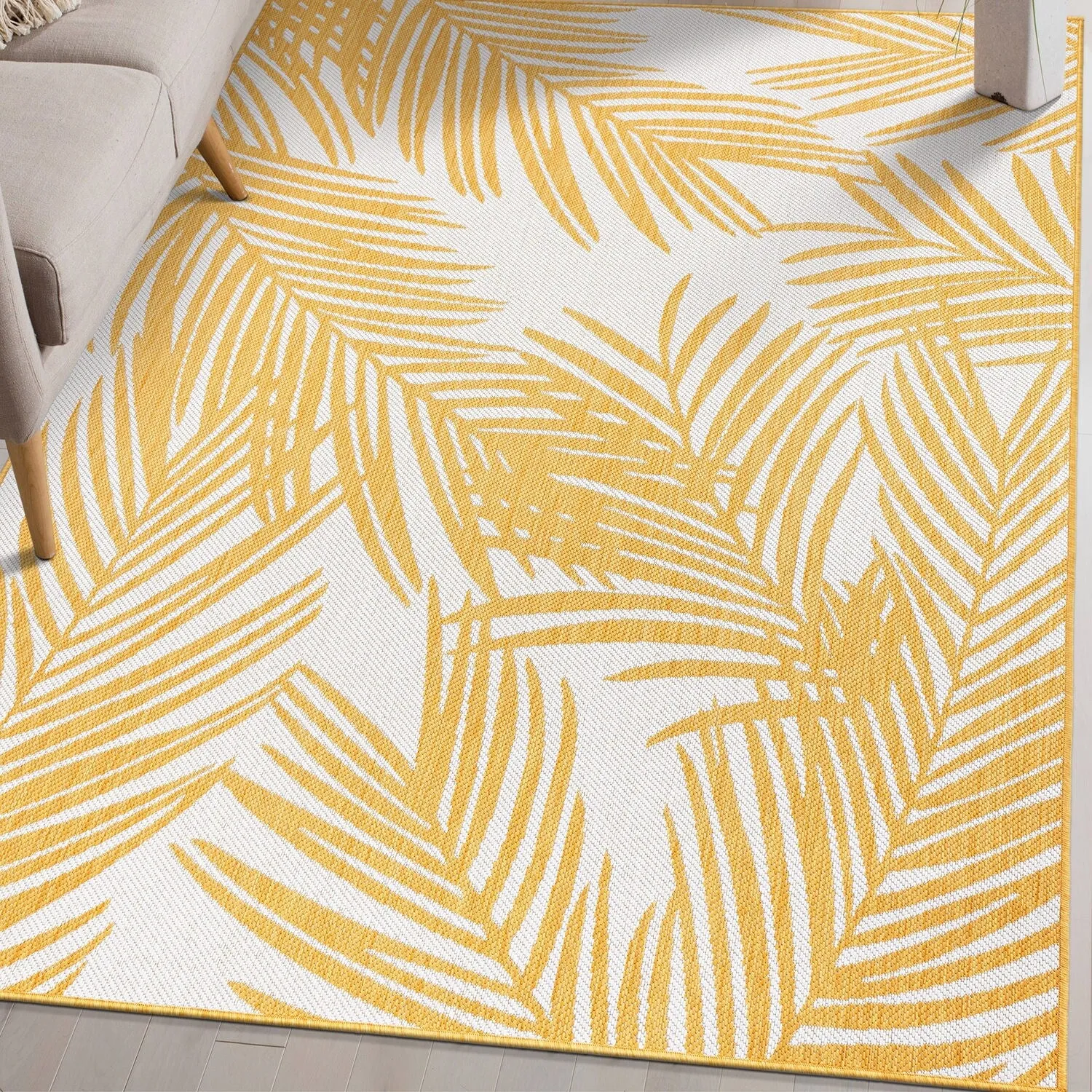 World Rug Gallery Contemporary Distressed Leaves Textured Flat Weave Indoor/Outdoor Area Rug