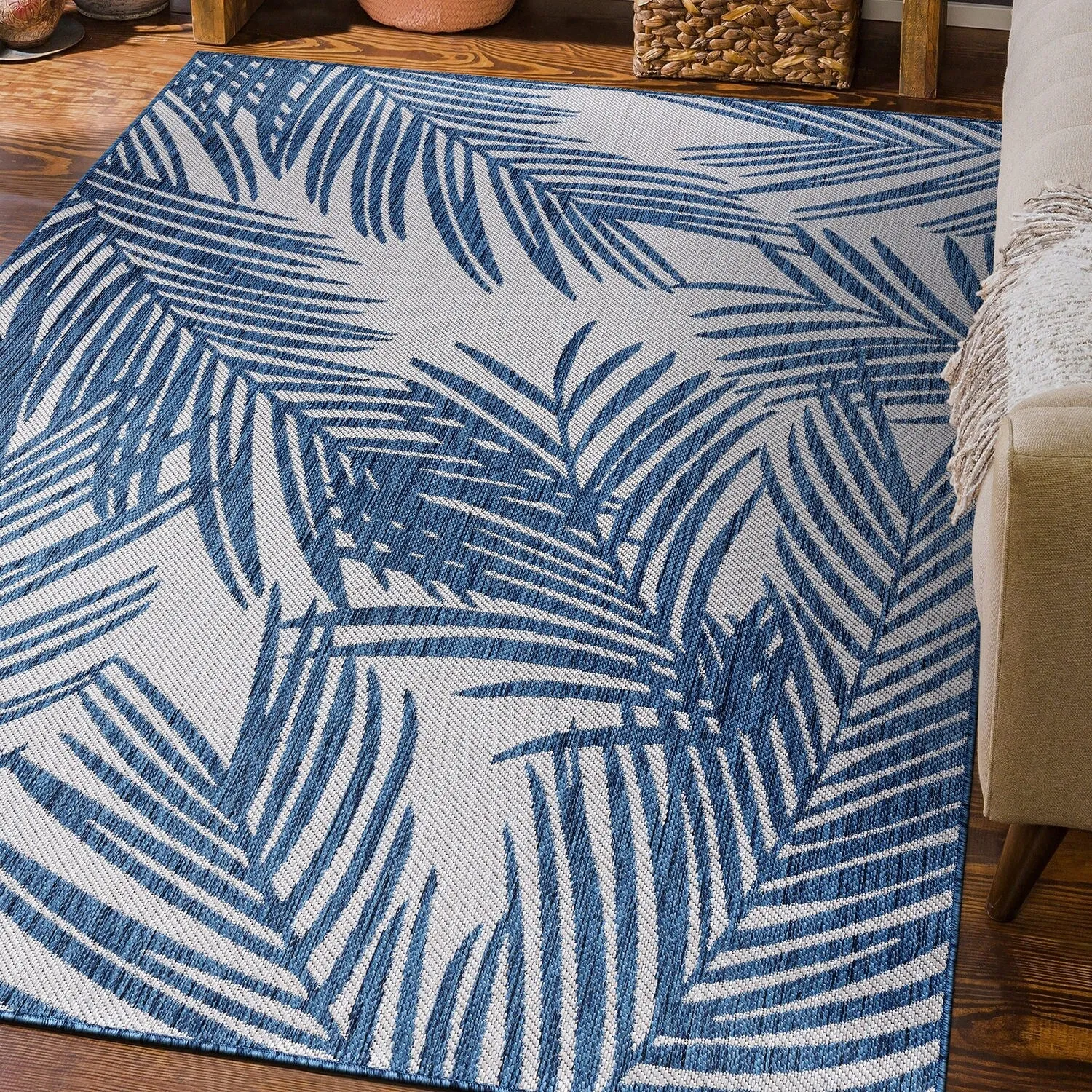 World Rug Gallery Contemporary Distressed Leaves Textured Flat Weave Indoor/Outdoor Area Rug