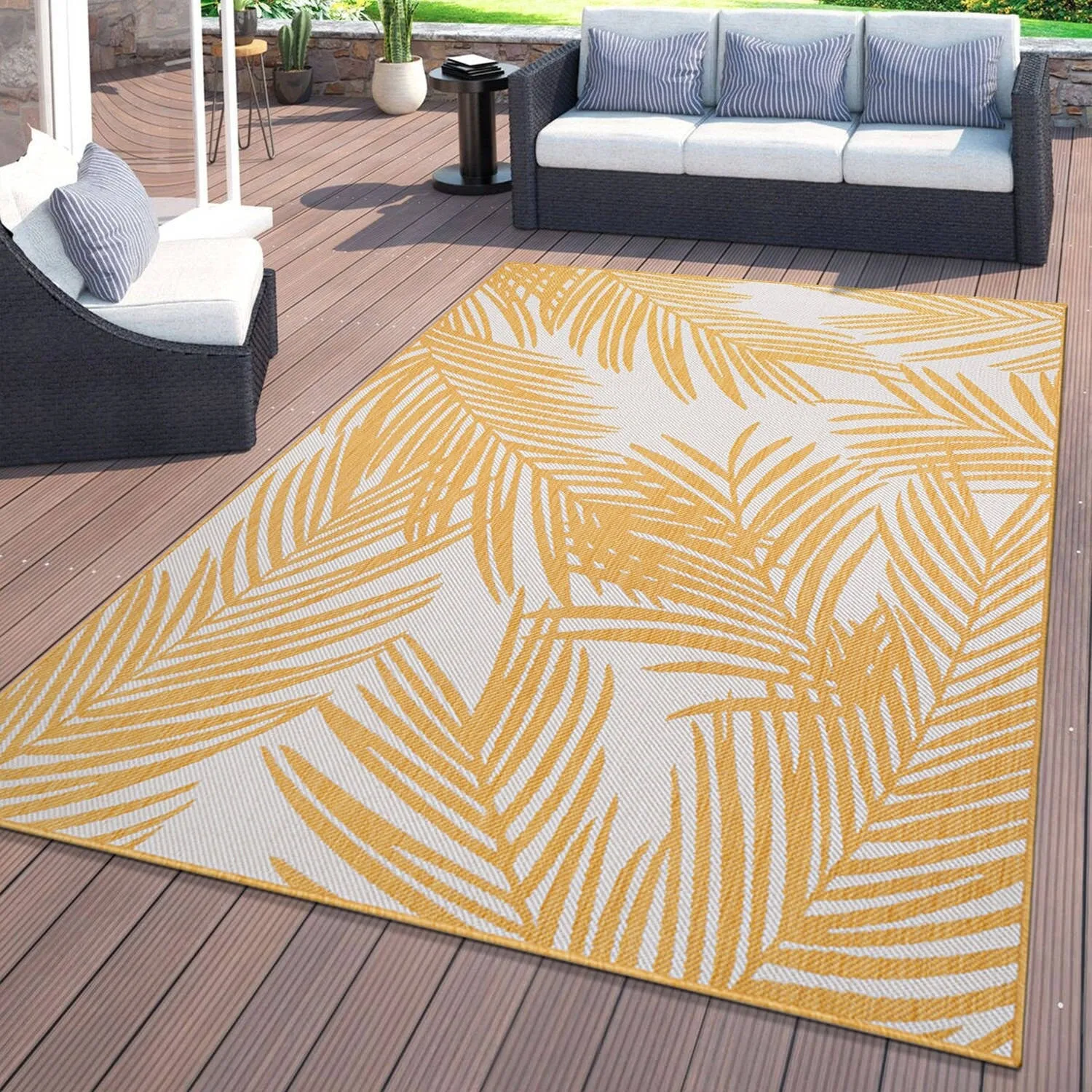 World Rug Gallery Contemporary Distressed Leaves Textured Flat Weave Indoor/Outdoor Area Rug