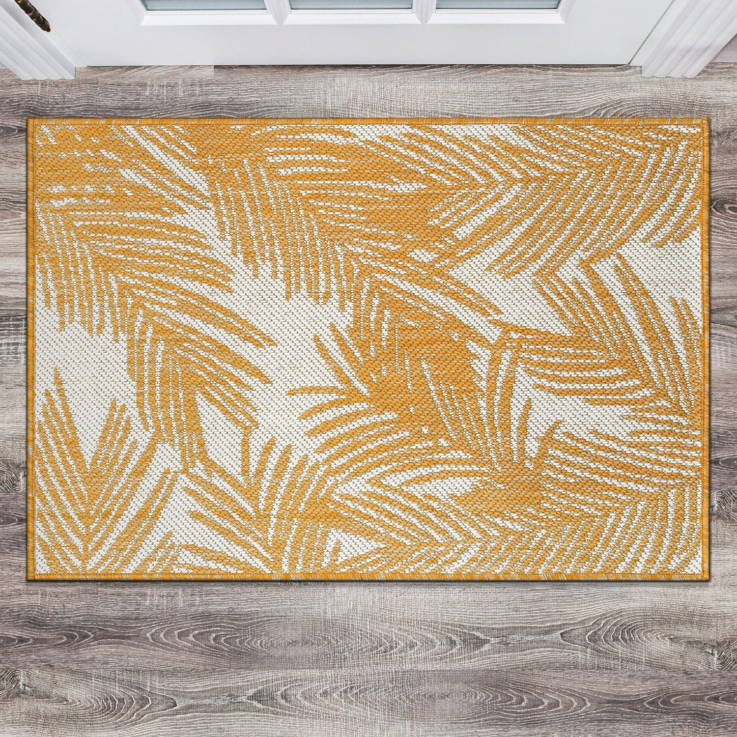 World Rug Gallery Contemporary Distressed Leaves Textured Flat Weave Indoor/Outdoor Area Rug