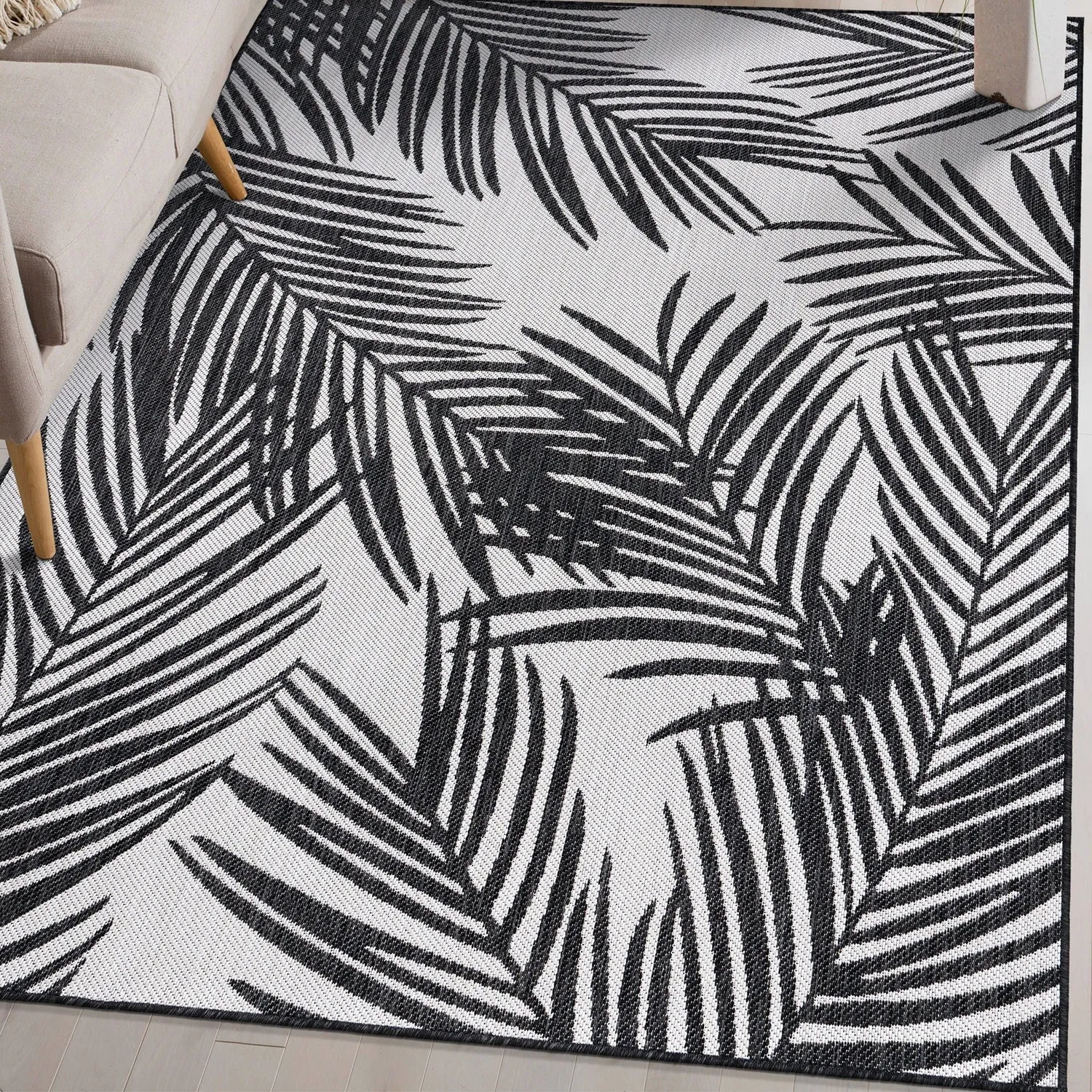 World Rug Gallery Contemporary Distressed Leaves Textured Flat Weave Indoor/Outdoor Area Rug