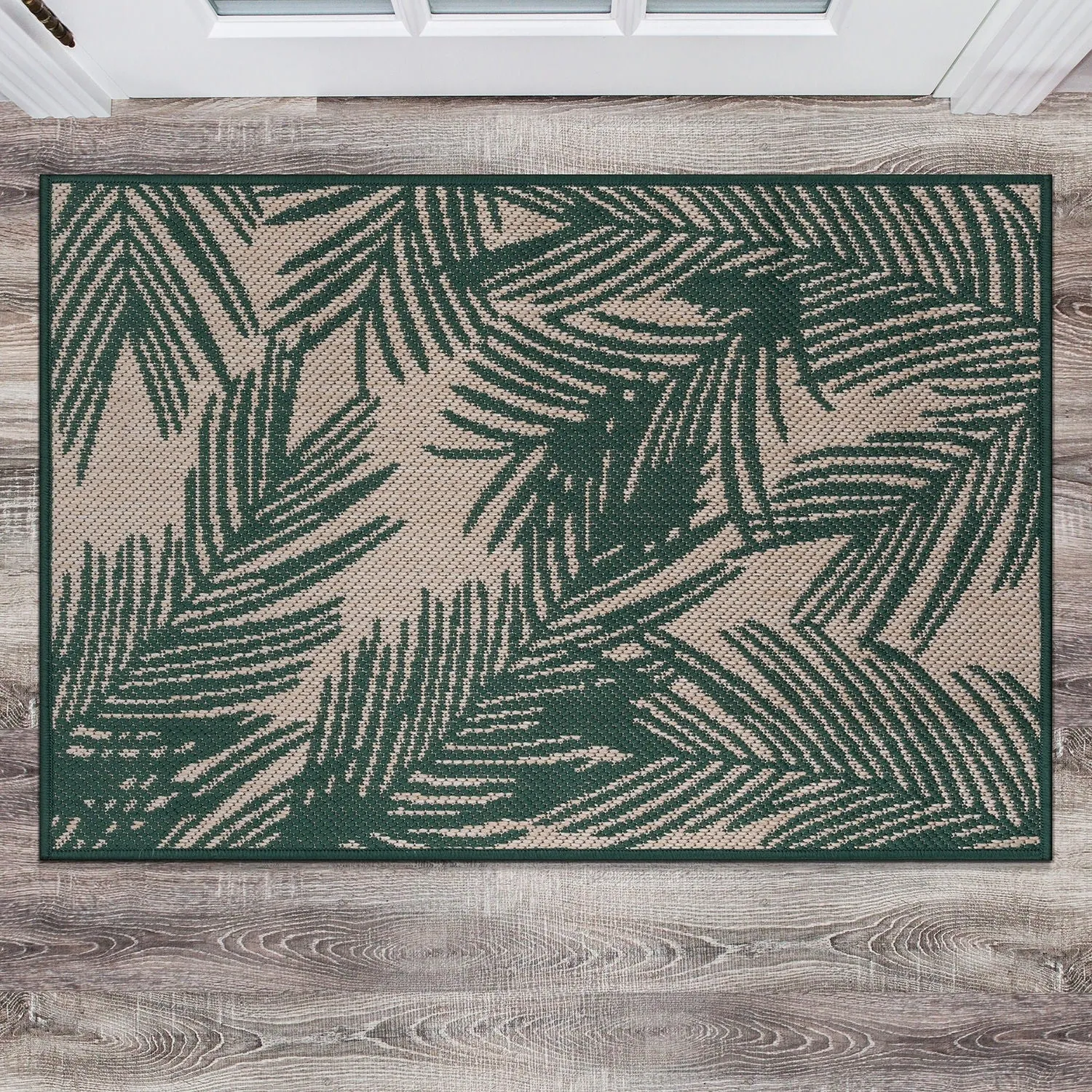 World Rug Gallery Contemporary Distressed Leaves Textured Flat Weave Indoor/Outdoor Area Rug