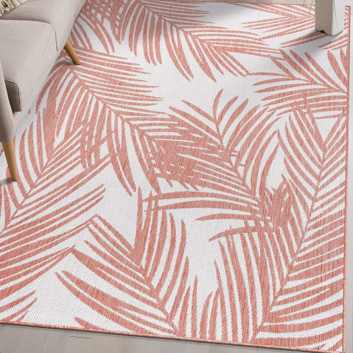 World Rug Gallery Contemporary Distressed Leaves Textured Flat Weave Indoor/Outdoor Area Rug