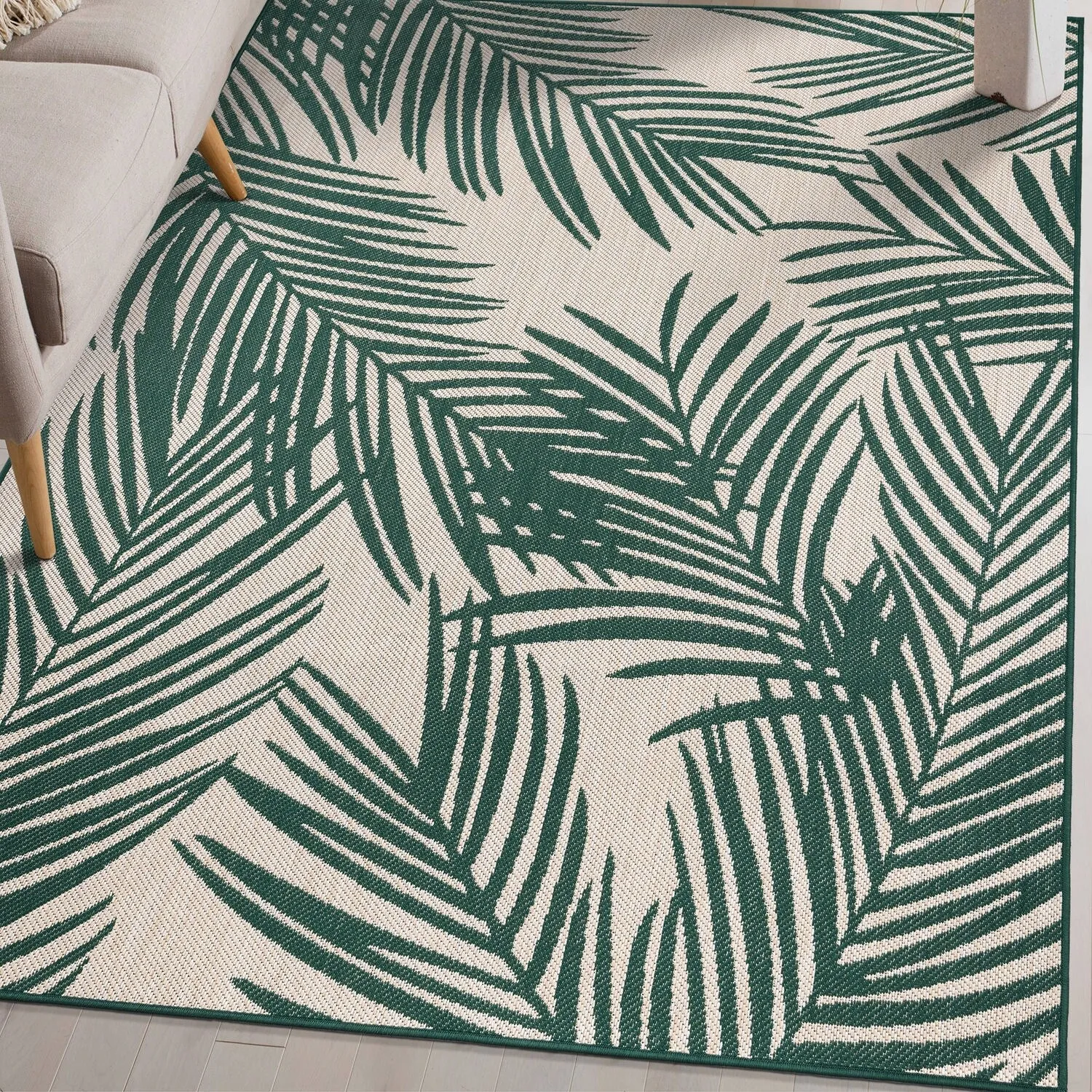 World Rug Gallery Contemporary Distressed Leaves Textured Flat Weave Indoor/Outdoor Area Rug