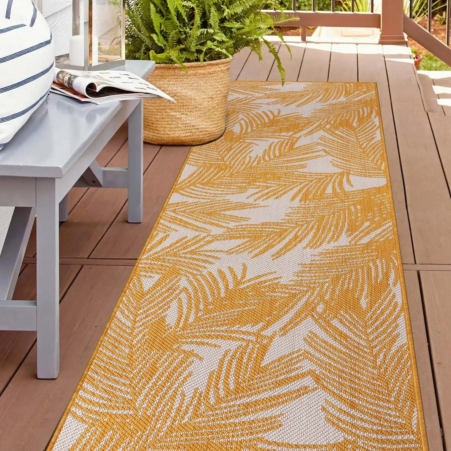 World Rug Gallery Contemporary Distressed Leaves Textured Flat Weave Indoor/Outdoor Area Rug